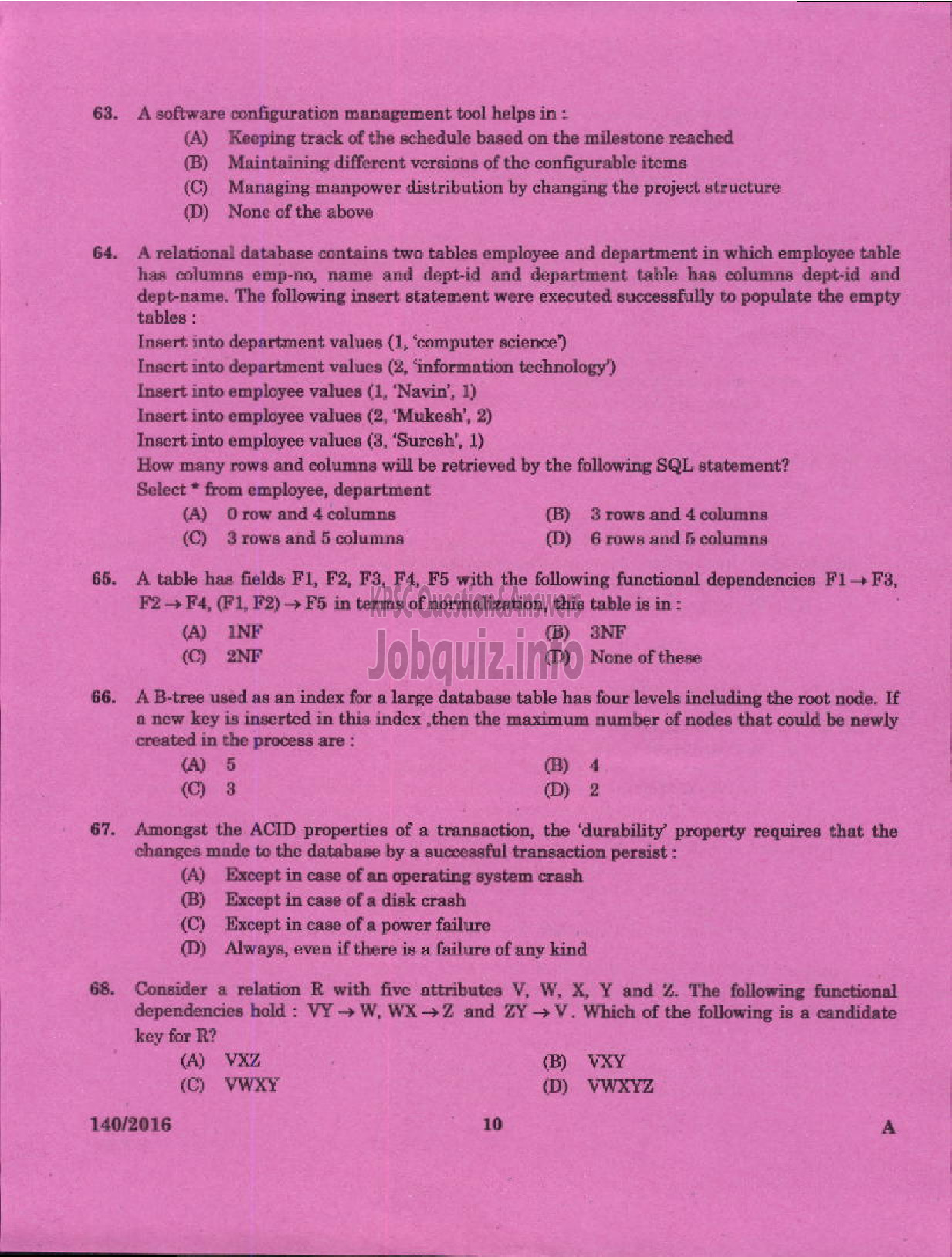 Kerala PSC Question Paper - ASSISTANT PROFESSOR INFORMATION TECHNOLO0GY TECHNICAL EDUCATION ENGINEERING DCOLLEGES-8