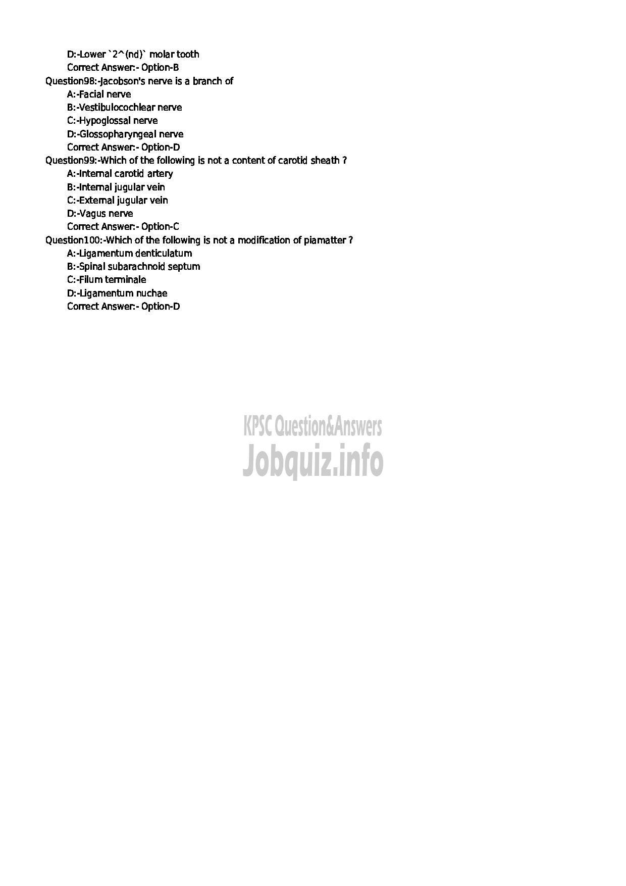 Kerala PSC Question Paper - ASSISTANT PROFESSOR IN ANATOMY MEDICAL EDUCATION-11