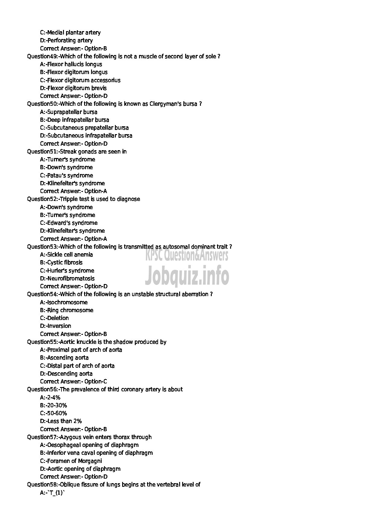 Kerala PSC Question Paper - ASSISTANT PROFESSOR IN ANATOMY MEDICAL EDUCATION-6