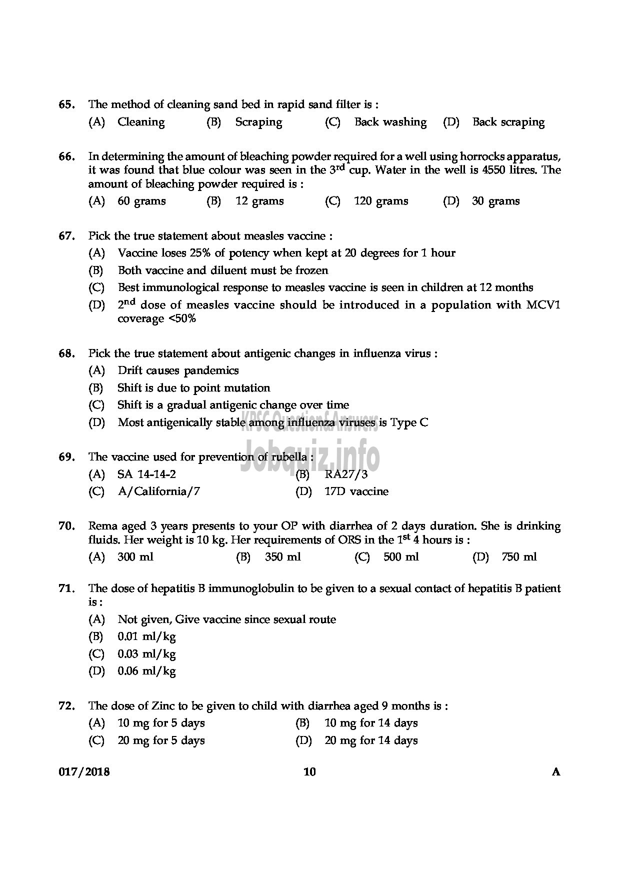 Kerala PSC Question Paper - ASSISTANT PROFESSOR IN COMMUNITY MEDICINE MEDICAL EDUCATION SERVICE-10