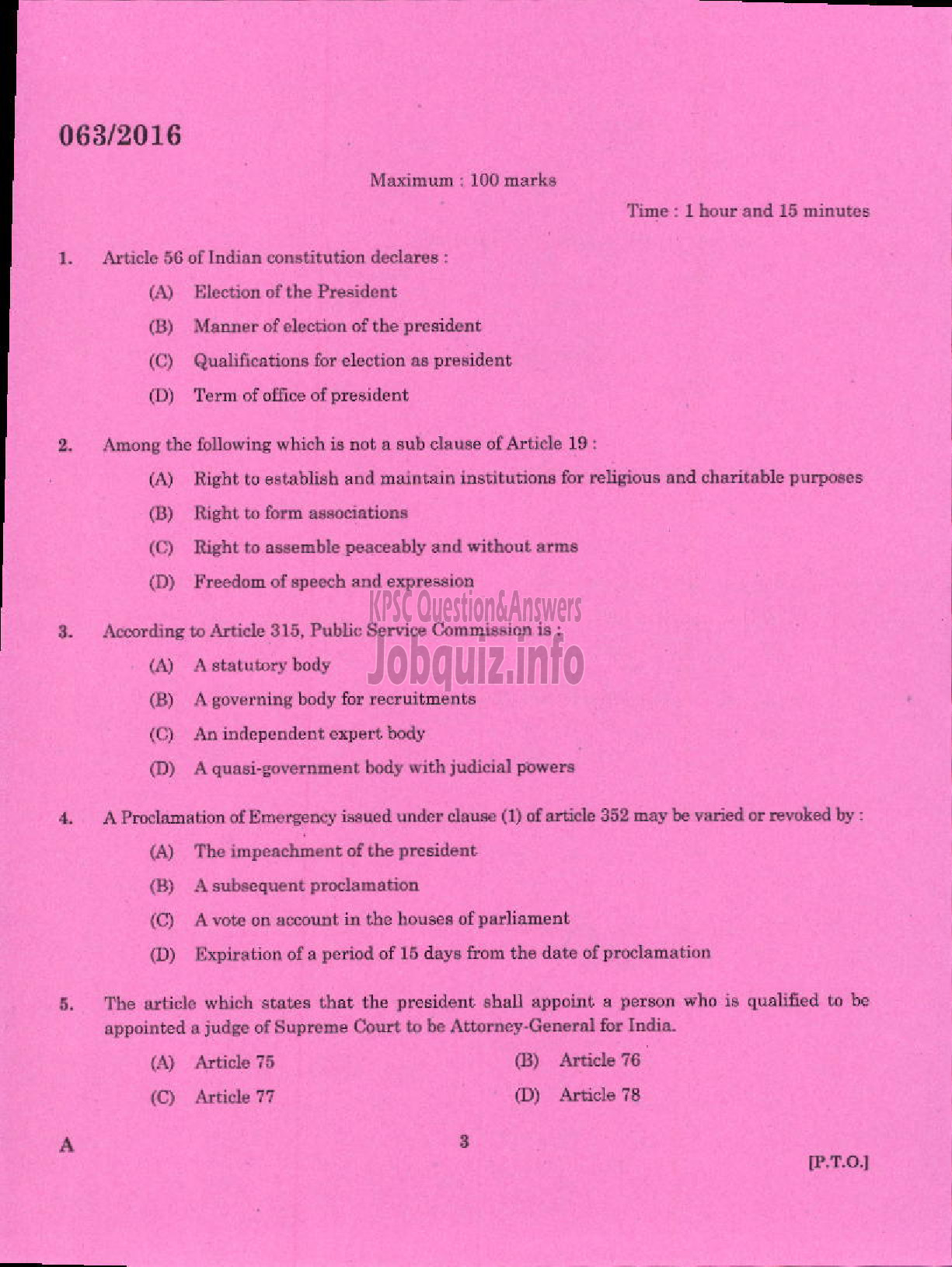 Kerala PSC Question Paper - ASSISTANT PROFESSOR IN ELECTRICAL AND ELECTRONICS ENGINEERING TECHNICAL EDUCATION ENGINEERING COLLEGES-1