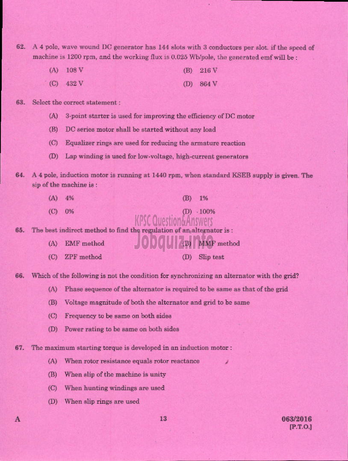 Kerala PSC Question Paper - ASSISTANT PROFESSOR IN ELECTRICAL AND ELECTRONICS ENGINEERING TECHNICAL EDUCATION ENGINEERING COLLEGES-11