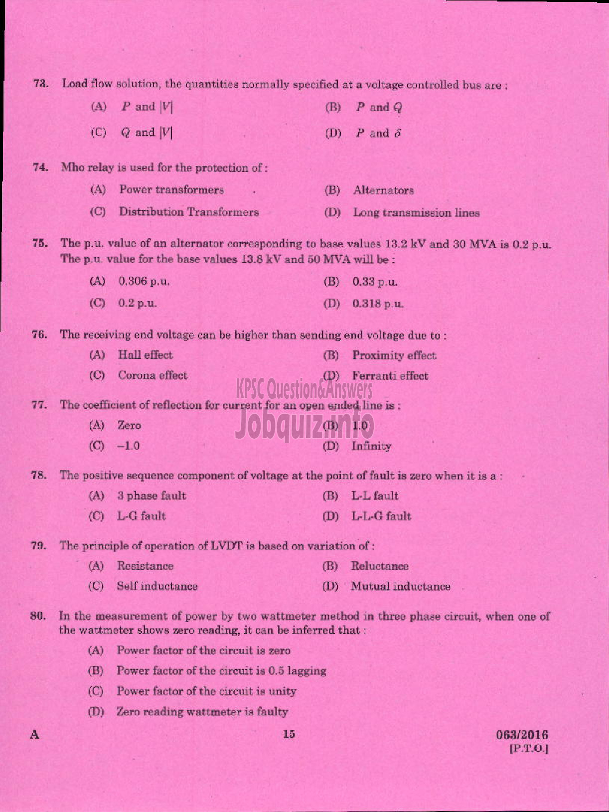 Kerala PSC Question Paper - ASSISTANT PROFESSOR IN ELECTRICAL AND ELECTRONICS ENGINEERING TECHNICAL EDUCATION ENGINEERING COLLEGES-13