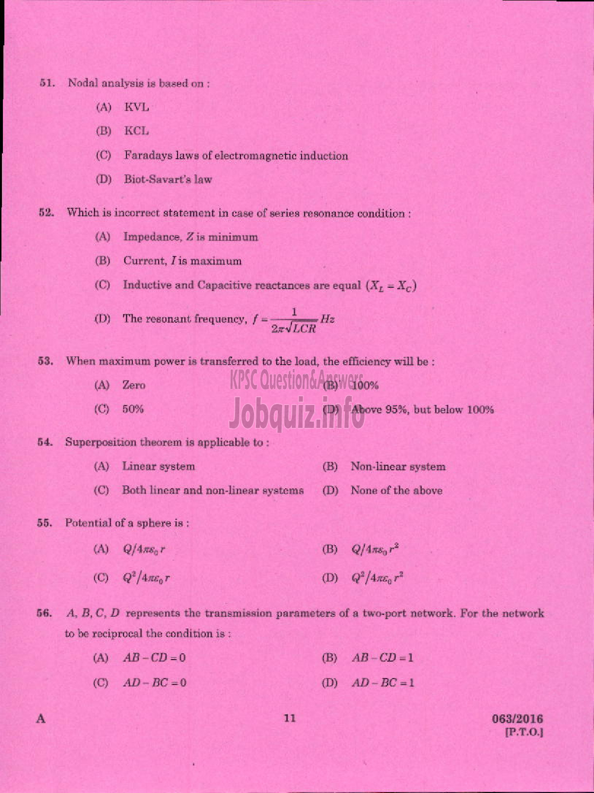 Kerala PSC Question Paper - ASSISTANT PROFESSOR IN ELECTRICAL AND ELECTRONICS ENGINEERING TECHNICAL EDUCATION ENGINEERING COLLEGES-9