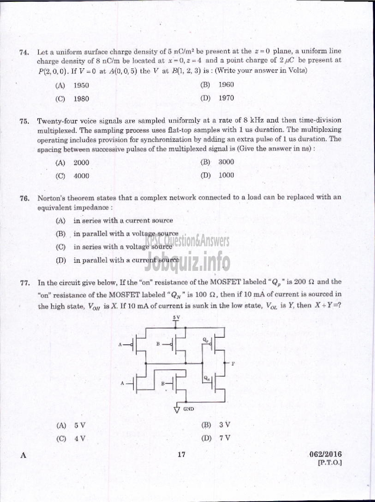 Kerala PSC Question Paper - ASSISTANT PROFESSOR IN ELECTRONICS AND COMMUNICATION ENGINEERING TECHNICAL EDUCATION ENGINEERING COLLEGES-15