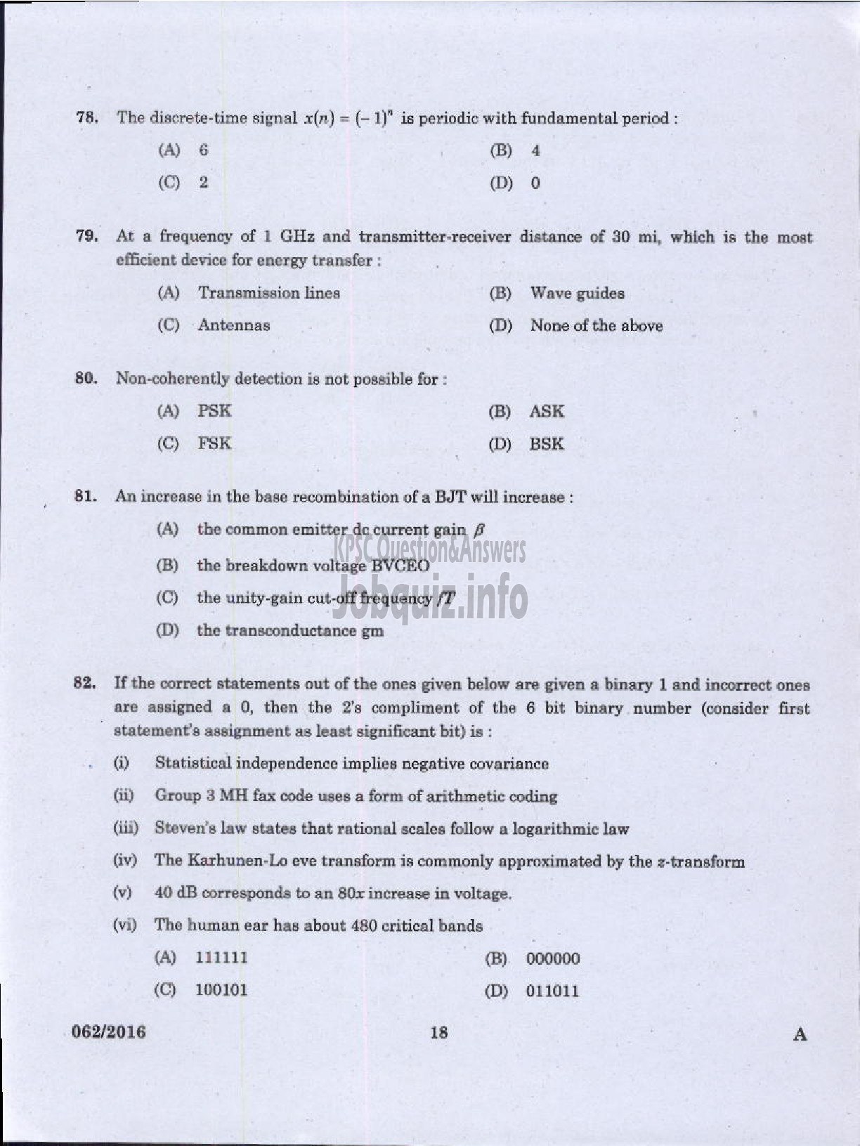 Kerala PSC Question Paper - ASSISTANT PROFESSOR IN ELECTRONICS AND COMMUNICATION ENGINEERING TECHNICAL EDUCATION ENGINEERING COLLEGES-16