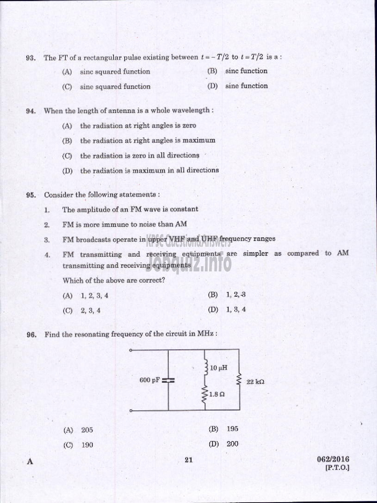 Kerala PSC Question Paper - ASSISTANT PROFESSOR IN ELECTRONICS AND COMMUNICATION ENGINEERING TECHNICAL EDUCATION ENGINEERING COLLEGES-19