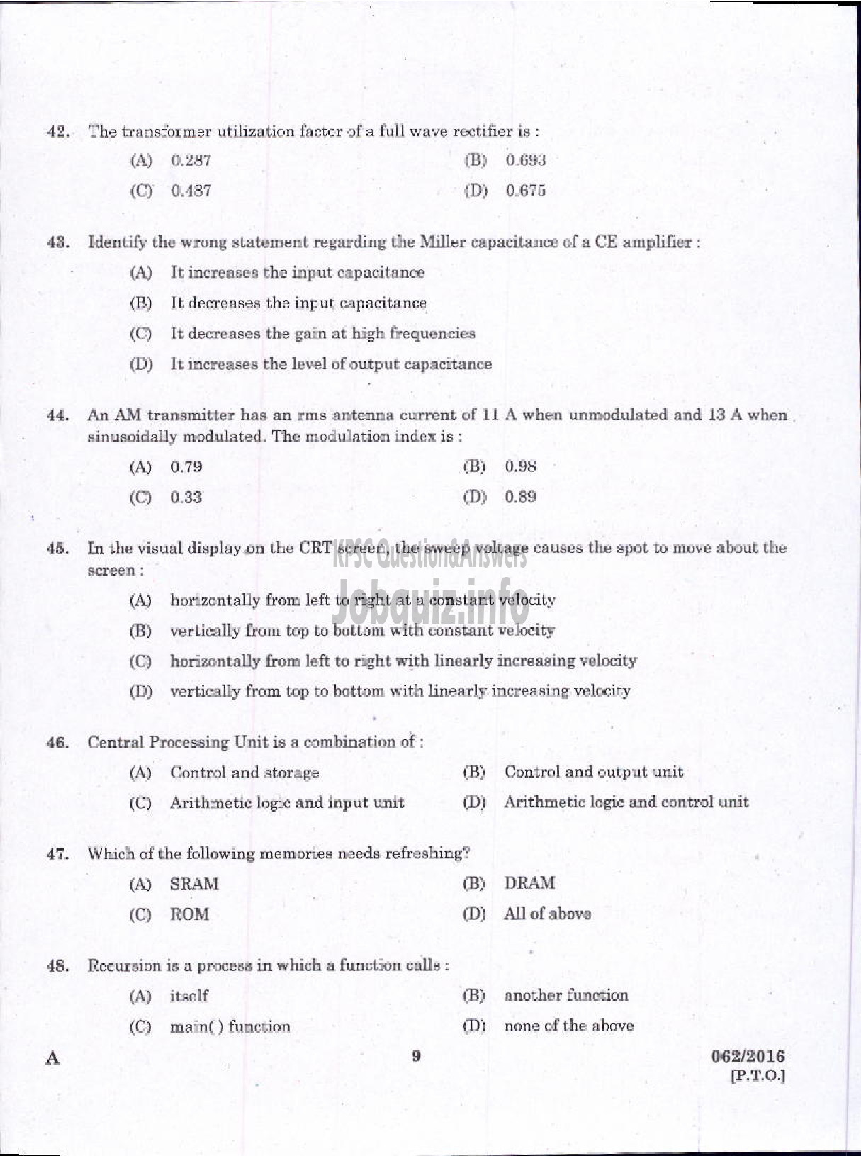 Kerala PSC Question Paper - ASSISTANT PROFESSOR IN ELECTRONICS AND COMMUNICATION ENGINEERING TECHNICAL EDUCATION ENGINEERING COLLEGES-7