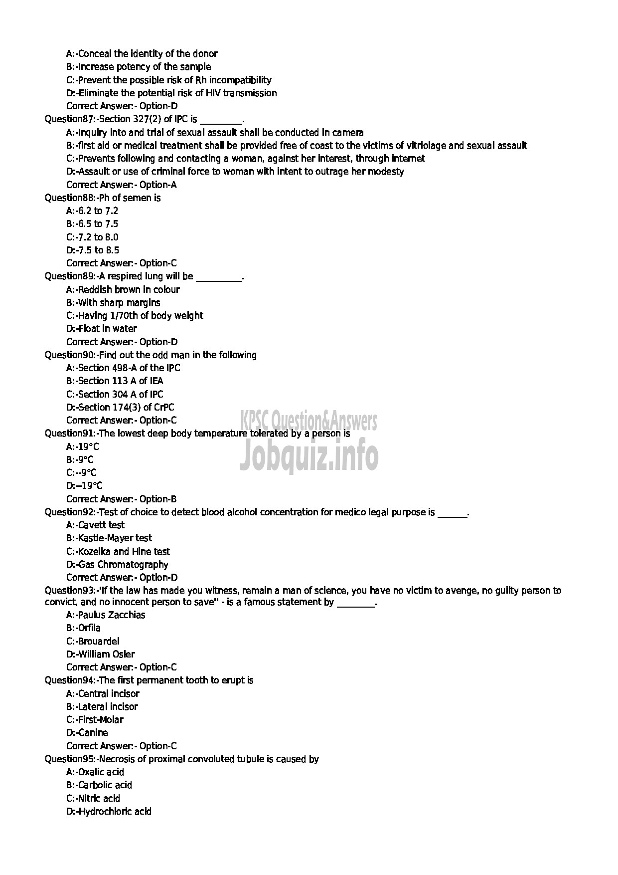 Kerala PSC Question Paper - ASSISTANT PROFESSOR IN FORENSIC MEDICINE (NCA) MEDICAL EDUCATION DEPARTMENT MEDIUM : ENGLISH-10