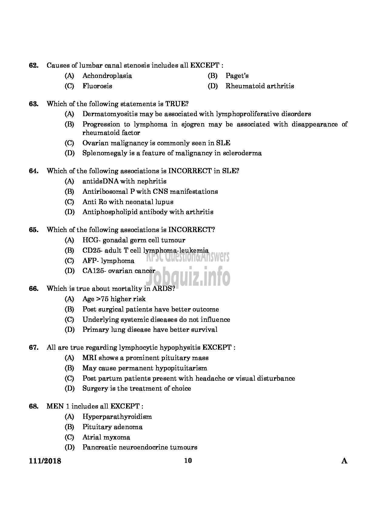 Kerala PSC Question Paper - ASSISTANT PROFESSOR IN GENERAL MEDICINE MEDICAL EDUCATION-8