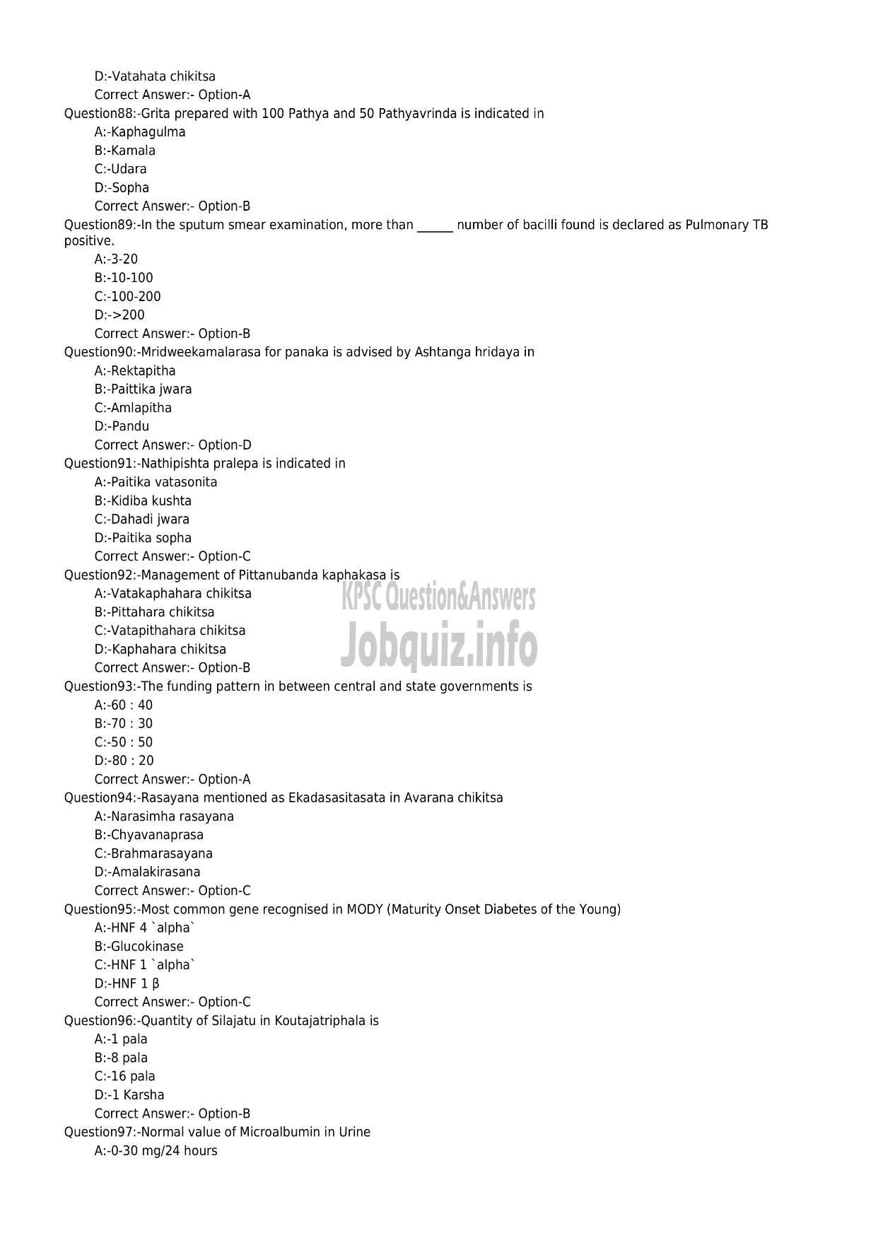 Kerala PSC Question Paper - ASSISTANT PROFESSOR IN KAYACHIKITSA (for DA Reservation)-10