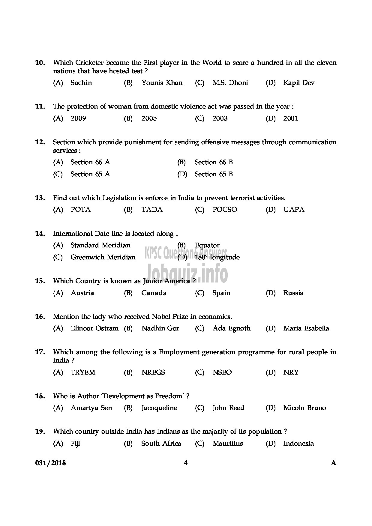 Kerala PSC Question Paper - ASSISTANT PROFESSOR IN MEDICAL GASTROENTEROLOGY MEDICAL EDUCATION-4