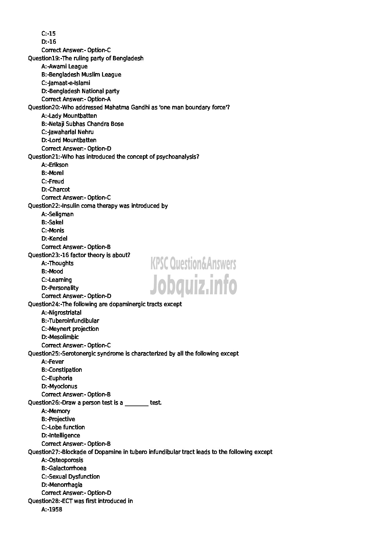 Kerala PSC Question Paper - ASSISTANT PROFESSOR IN PSYCHIATRY MEDICAL EDUCATION-3