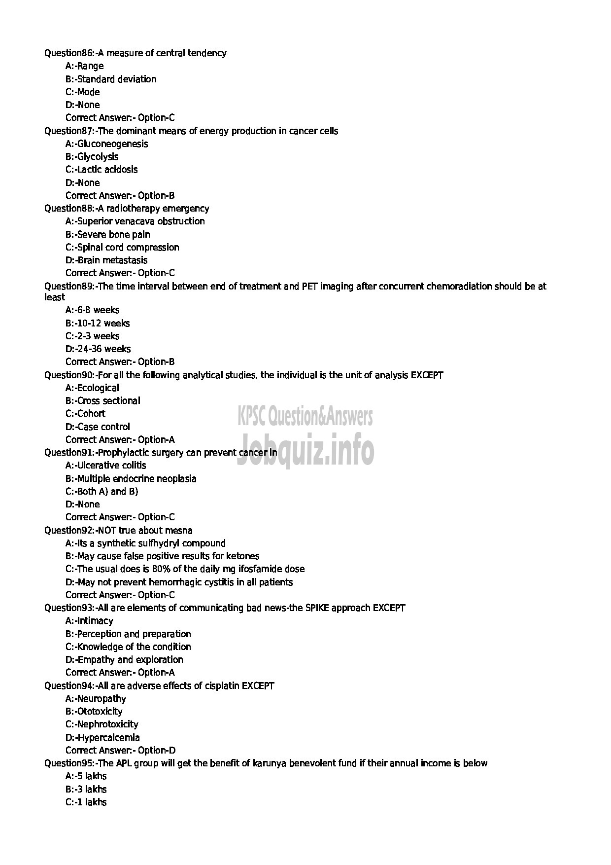 Kerala PSC Question Paper - ASSISTANT PROFESSOR IN RADIOTHERAPY MEDICAL EDUCATION-10