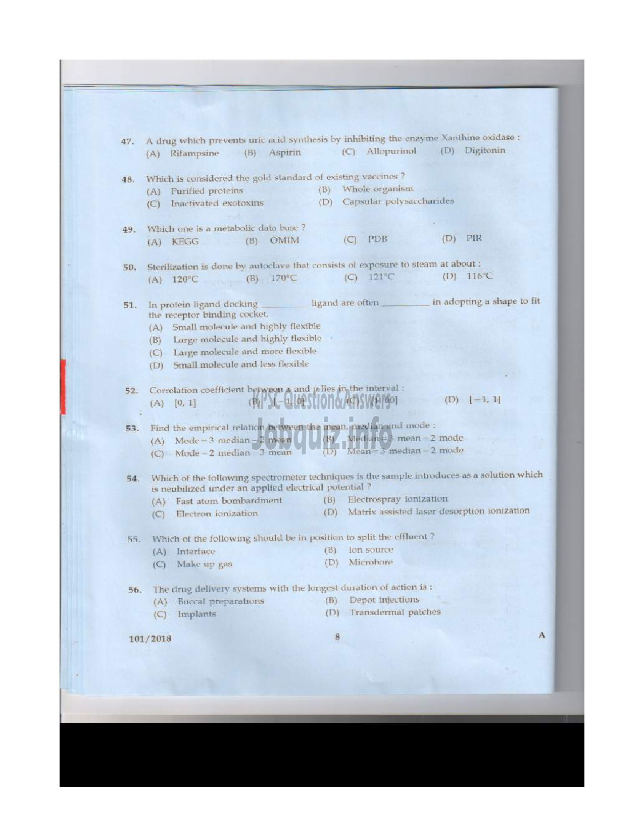 Kerala PSC Question Paper - ASSISTANT PROFESSOR IN SANITARY CHEMISTRY TECHNICAL EDUCATION English -7