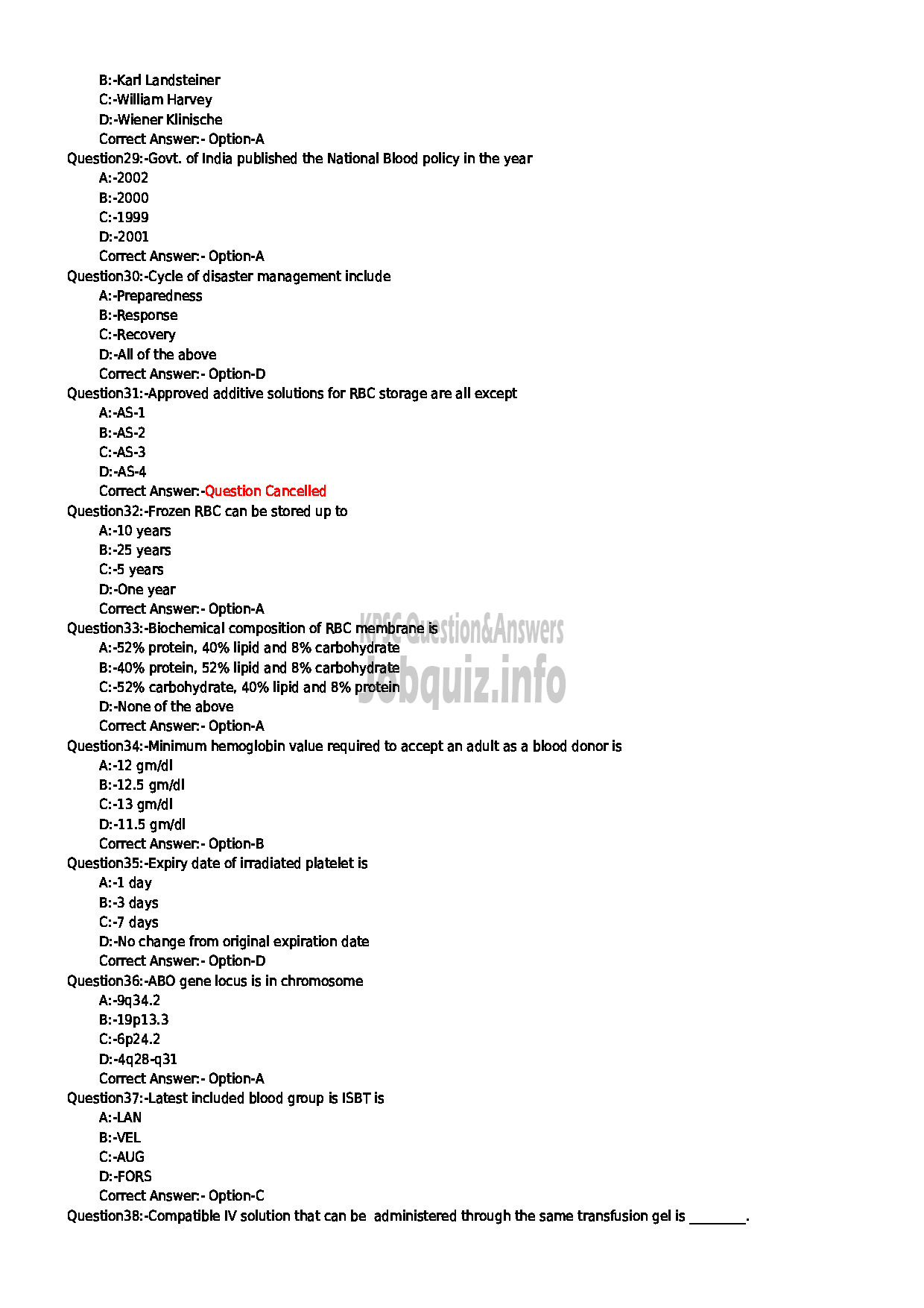 Kerala PSC Question Paper - ASSISTANT PROFESSOR IN TRANSFUSION MEDICINE BLOOD BANK MEDICAL EDUCATION-4