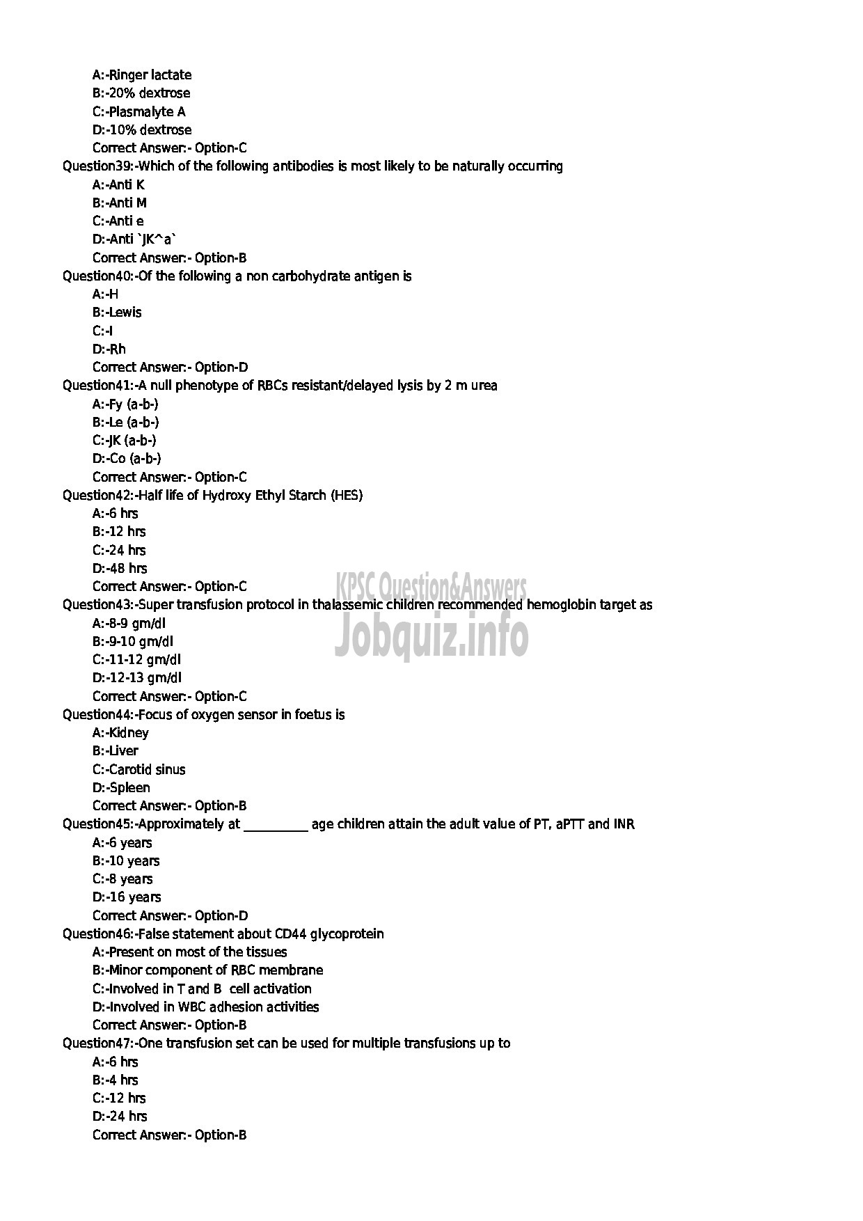 Kerala PSC Question Paper - ASSISTANT PROFESSOR IN TRANSFUSION MEDICINE BLOOD BANK MEDICAL EDUCATION-5