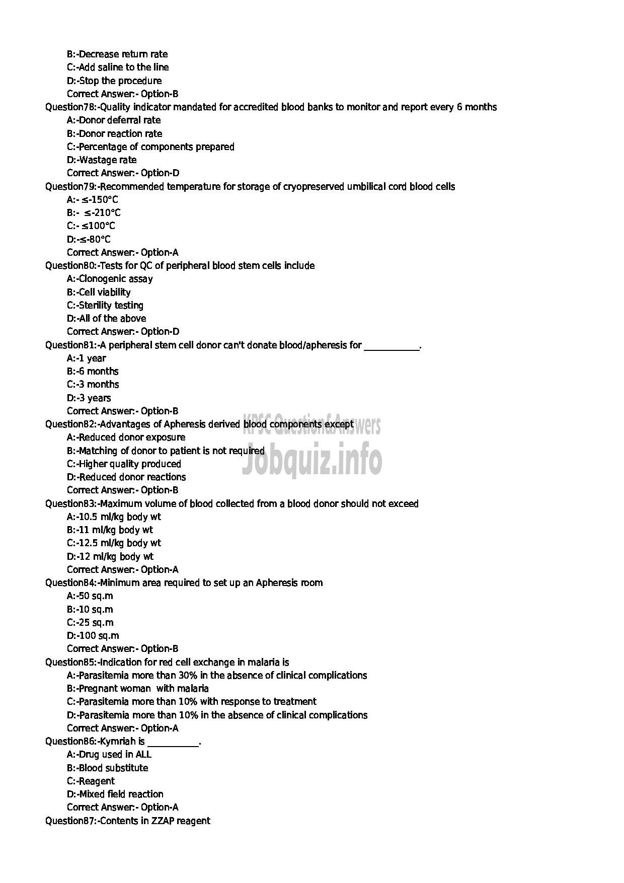 Kerala PSC Question Paper - ASSISTANT PROFESSOR IN TRANSFUSION MEDICINE BLOOD BANK MEDICAL EDUCATION-9