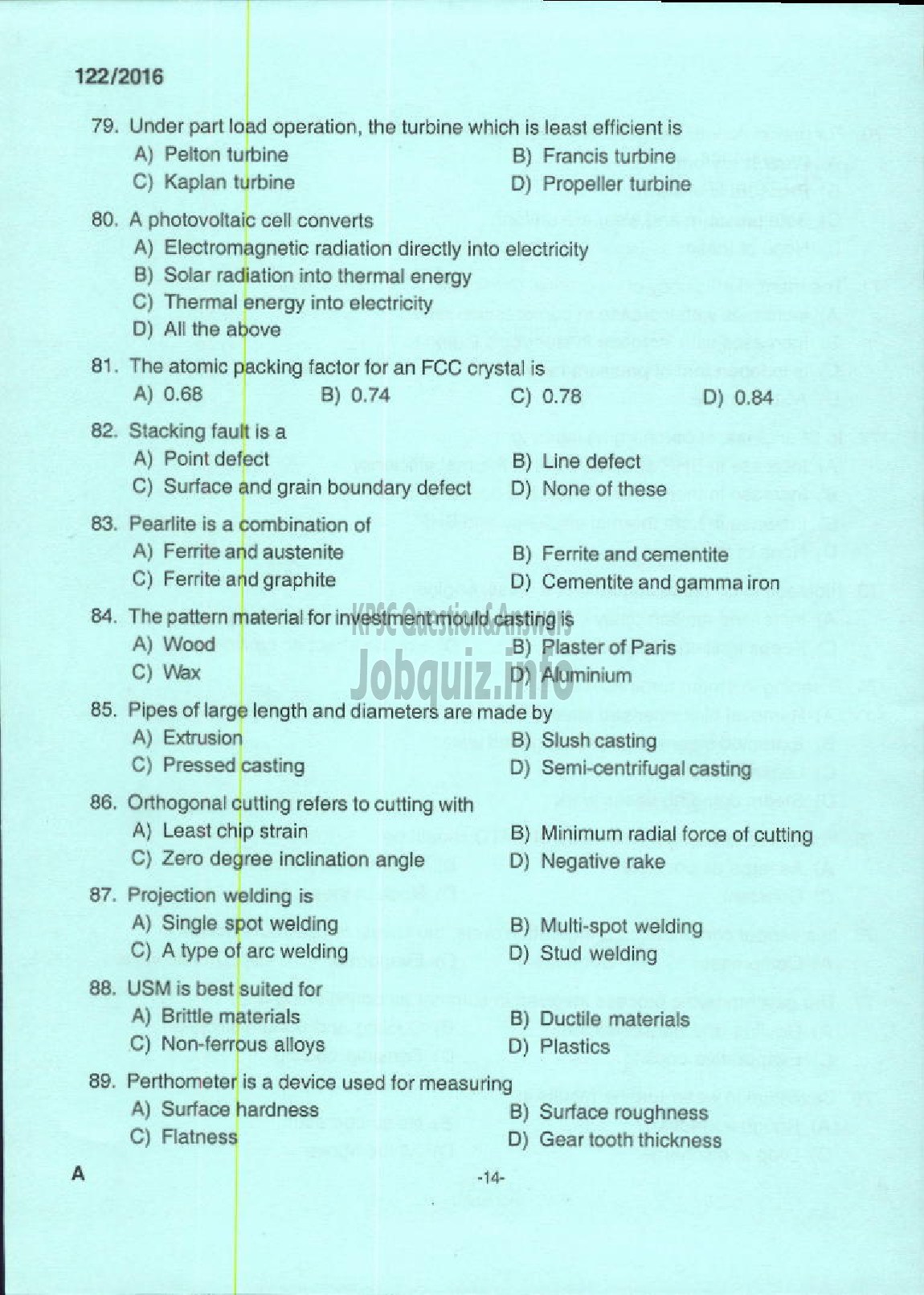 Kerala PSC Question Paper - ASSISTANT PROFESSOR MECHANICAL ENGINEERING TECHNICAL EDUCATION ENGINEERING DCOLLEGES-12