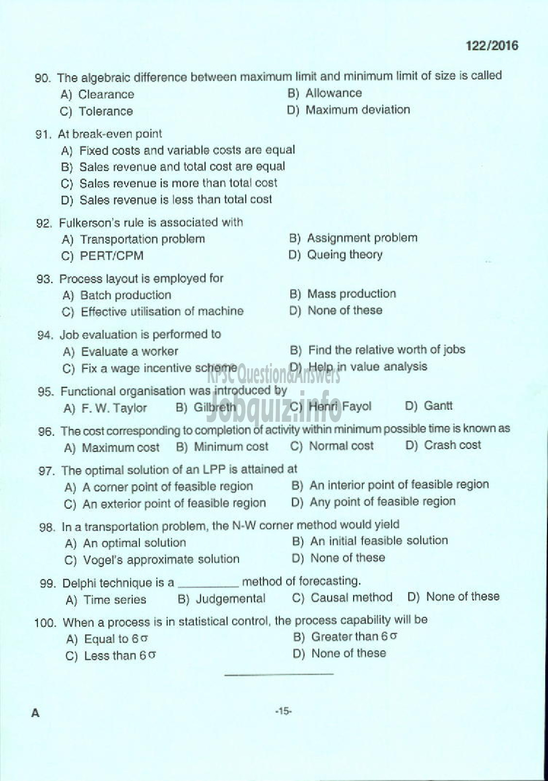 Kerala PSC Question Paper - ASSISTANT PROFESSOR MECHANICAL ENGINEERING TECHNICAL EDUCATION ENGINEERING DCOLLEGES-13