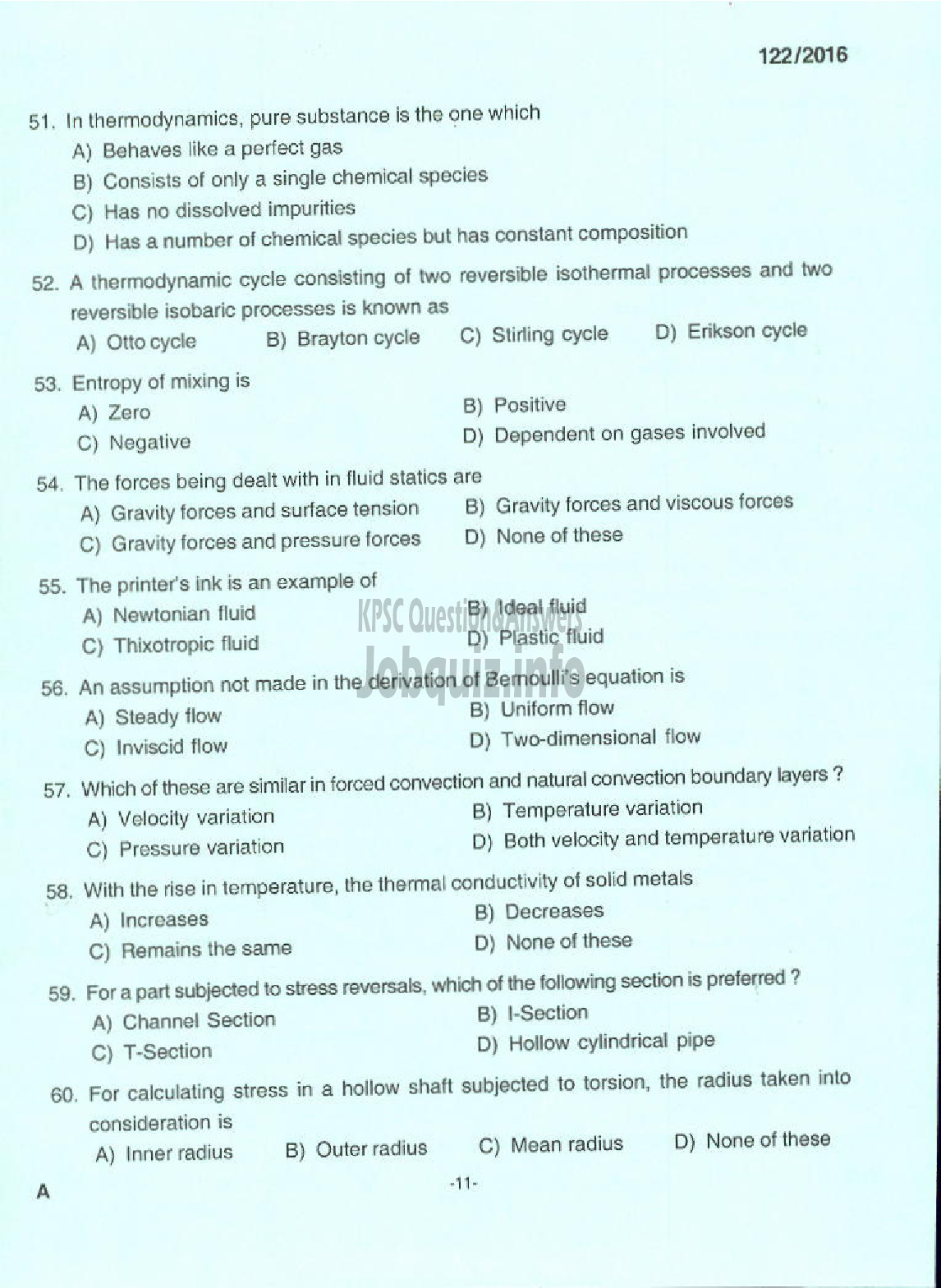 Kerala PSC Question Paper - ASSISTANT PROFESSOR MECHANICAL ENGINEERING TECHNICAL EDUCATION ENGINEERING DCOLLEGES-9