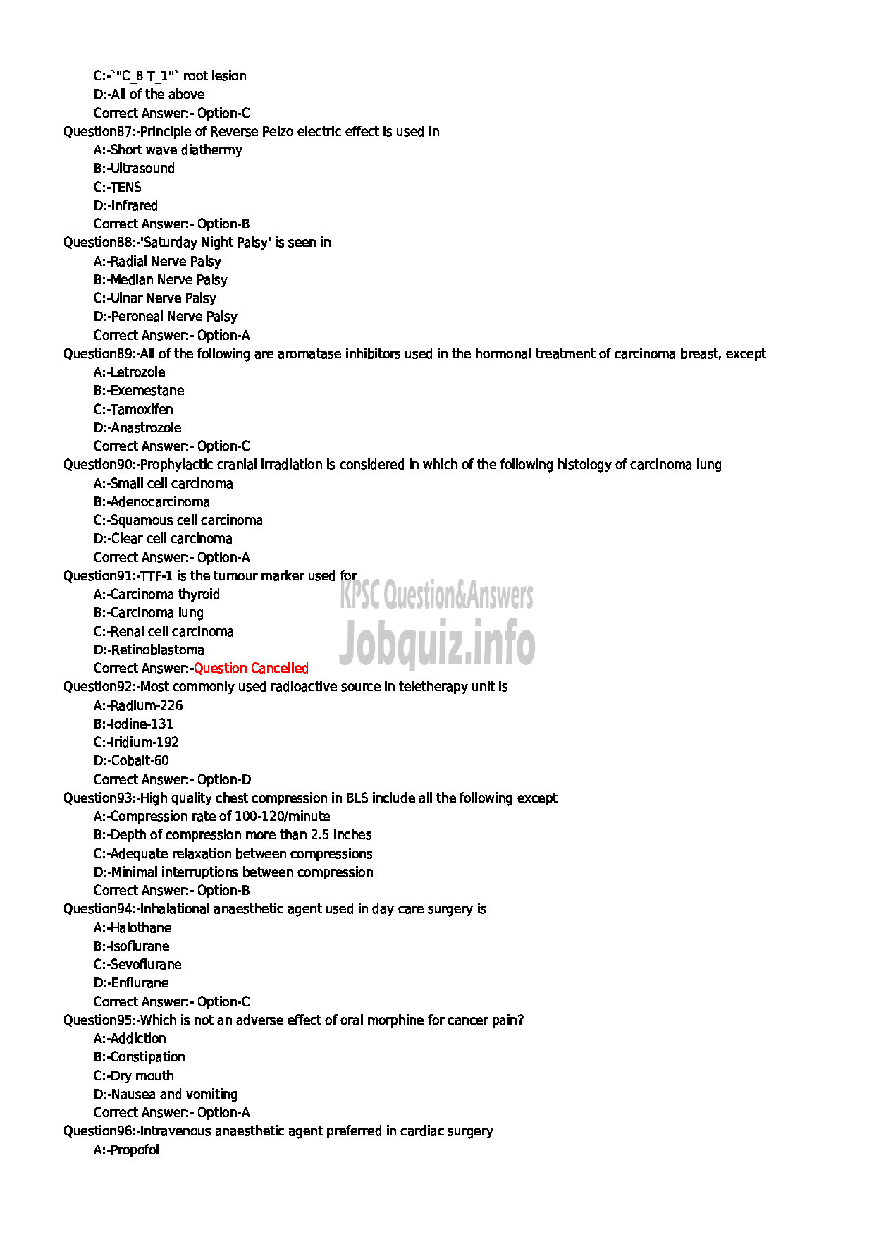 Kerala PSC Question Paper - ASSISTANT PROFESSOR MEDICAL EDUCATION-10