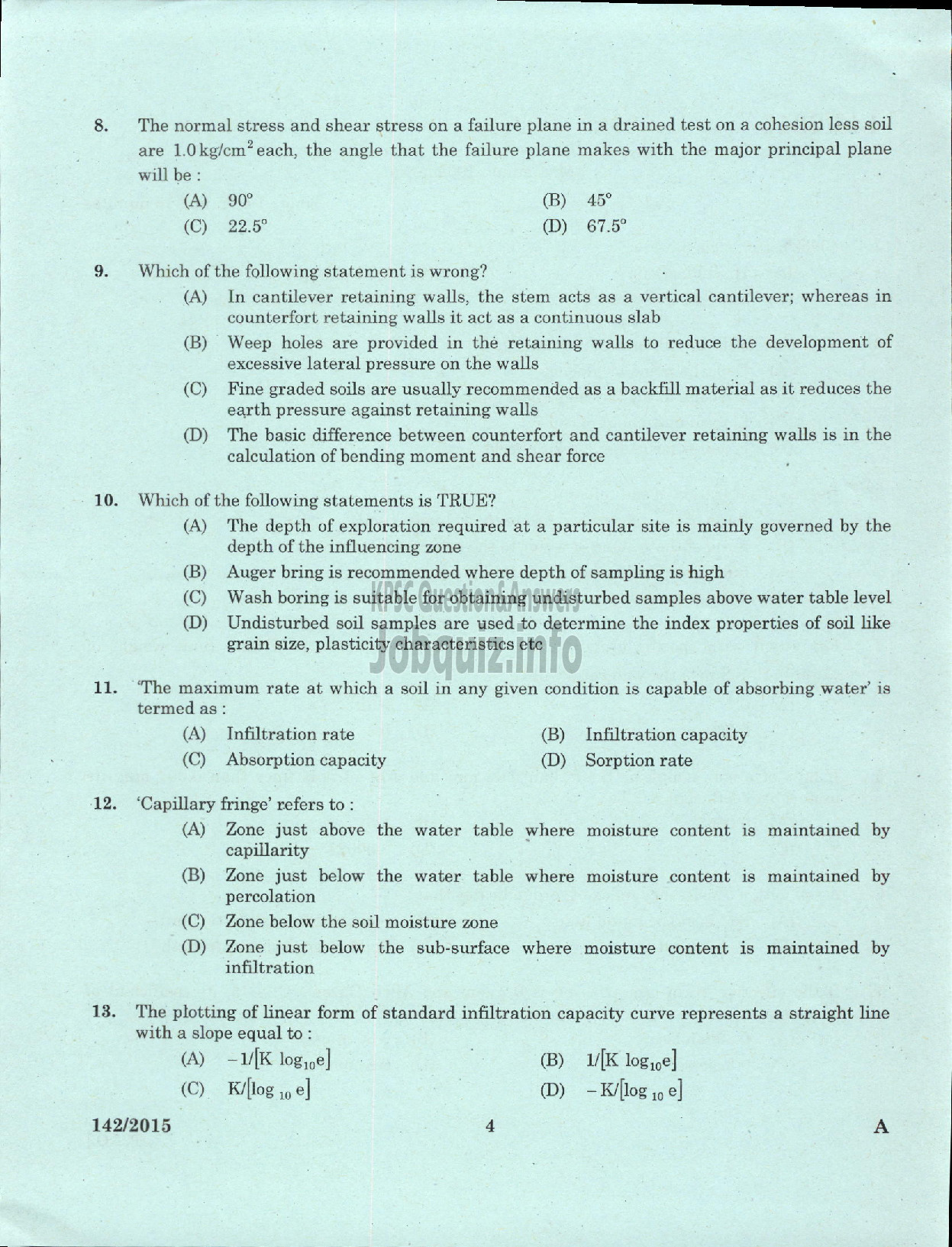 Kerala PSC Question Paper - ASSISTANT PROJECT ENGINEER KLDC LTD-2