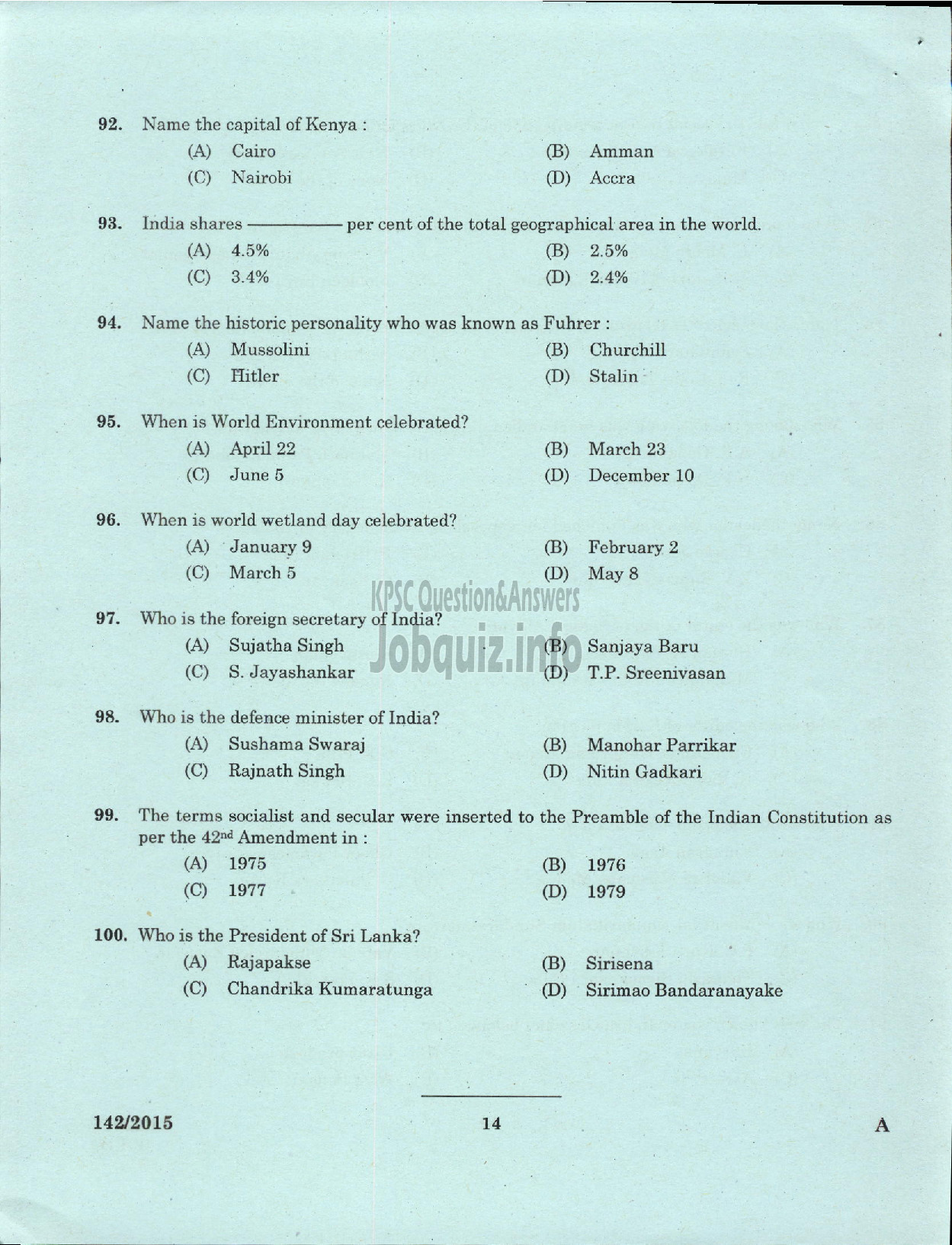 Kerala PSC Question Paper - ASSISTANT PROJECT ENGINEER KLDC LTD-12