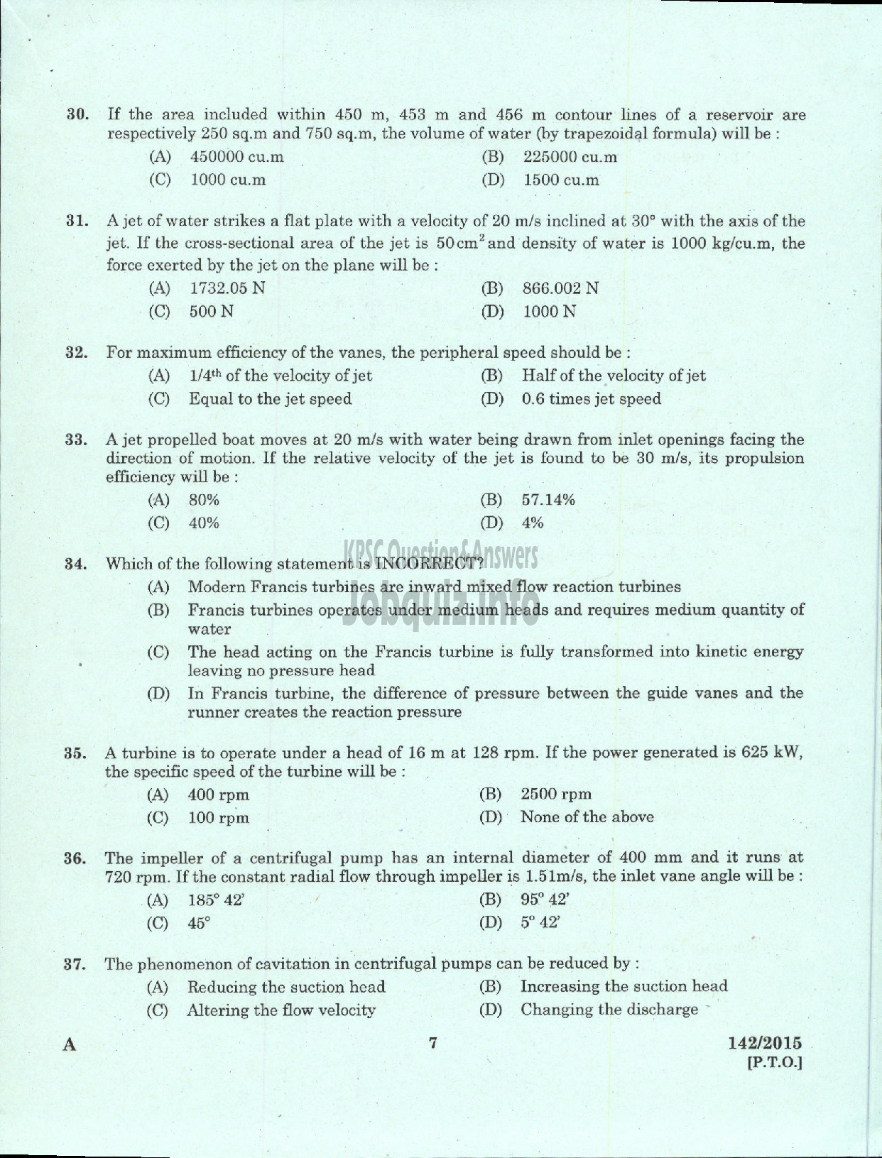 Kerala PSC Question Paper - ASSISTANT PROJECT ENGINEER KLDC LTD-5