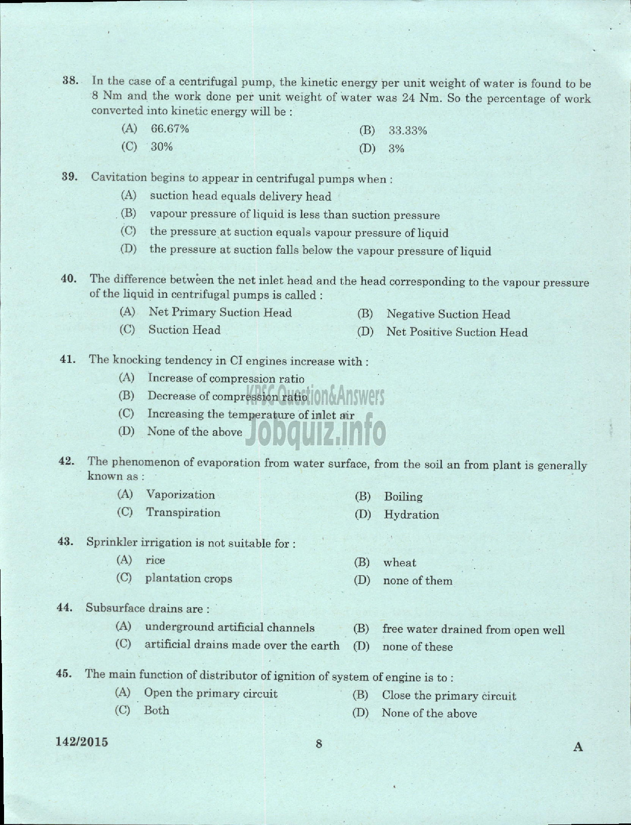 Kerala PSC Question Paper - ASSISTANT PROJECT ENGINEER KLDC LTD-6