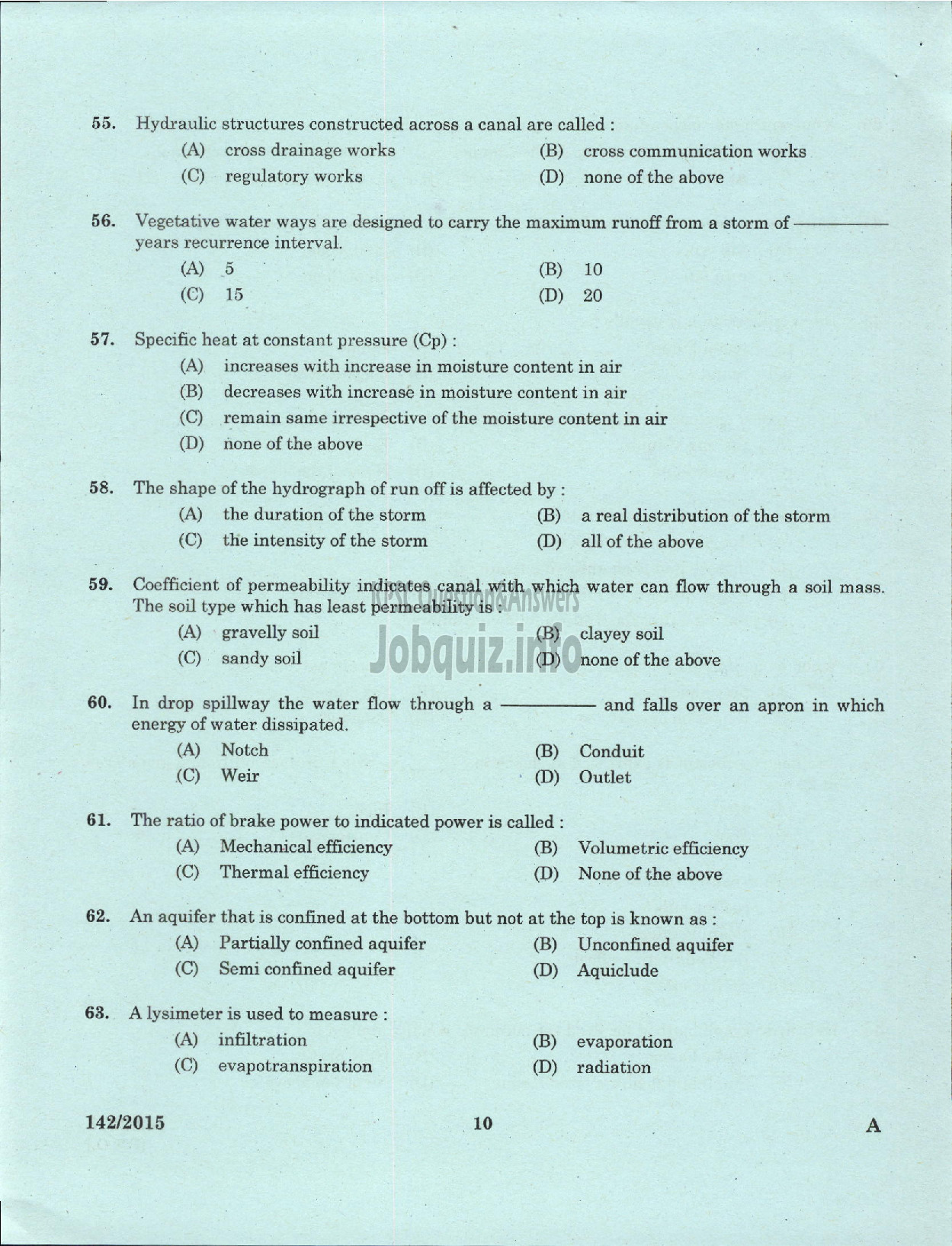 Kerala PSC Question Paper - ASSISTANT PROJECT ENGINEER KLDC LTD-8