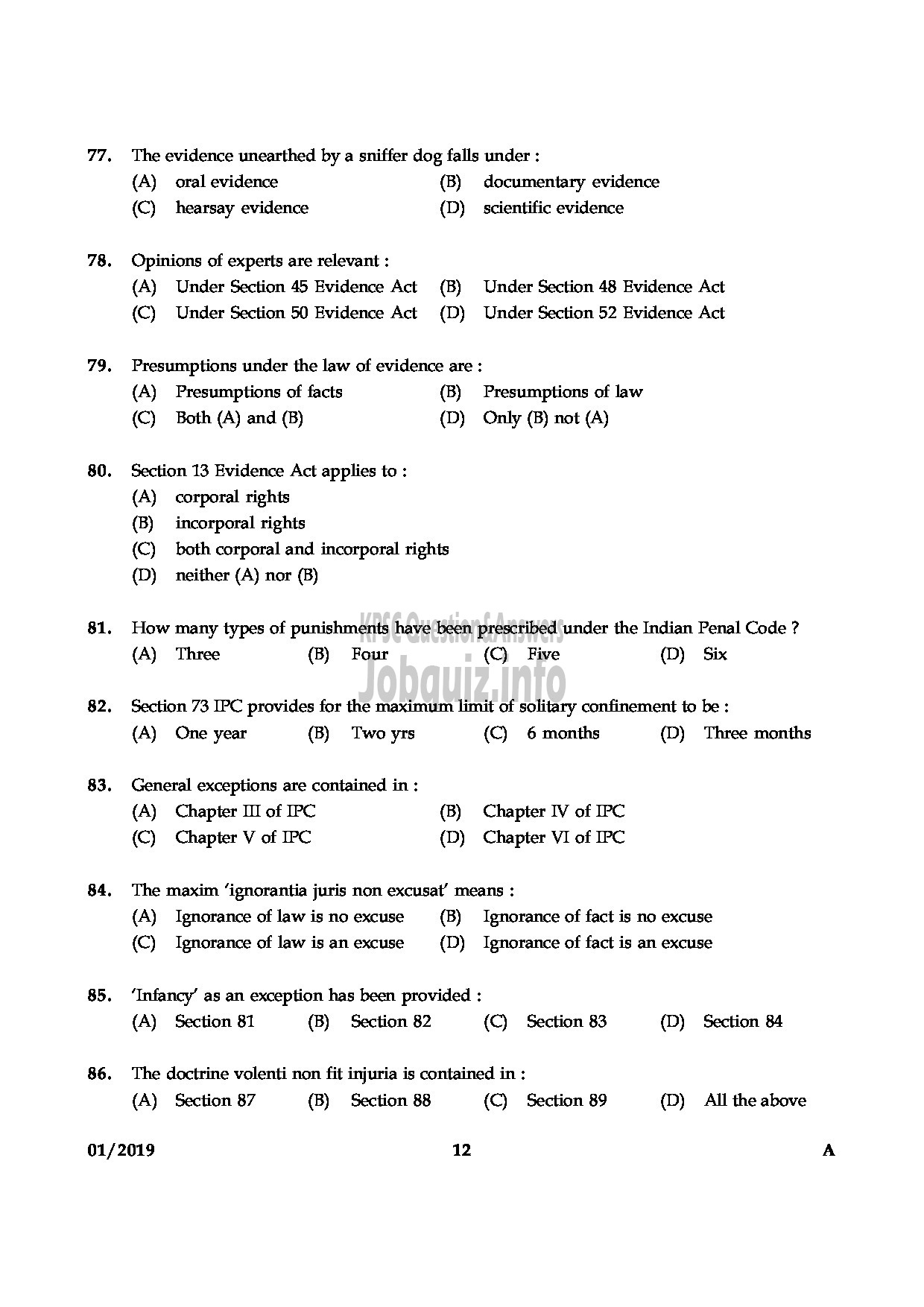 Kerala PSC Question Paper - ASSISTANT PUBLIC PROSECUTOR GR II KERALA STATE ASSISTANT PUBLIC PROSECUTORS SERVICE-12