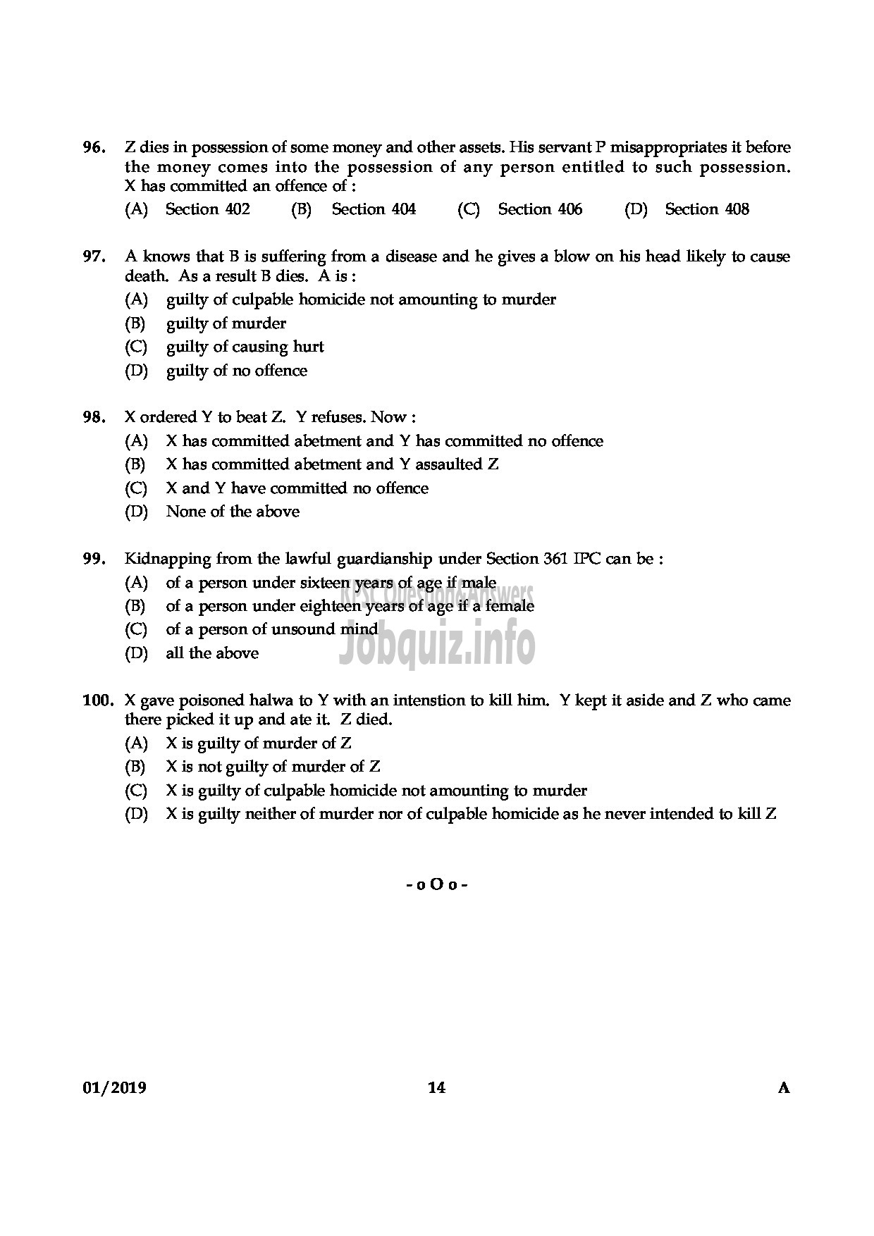 Kerala PSC Question Paper - ASSISTANT PUBLIC PROSECUTOR GR II KERALA STATE ASSISTANT PUBLIC PROSECUTORS SERVICE-14