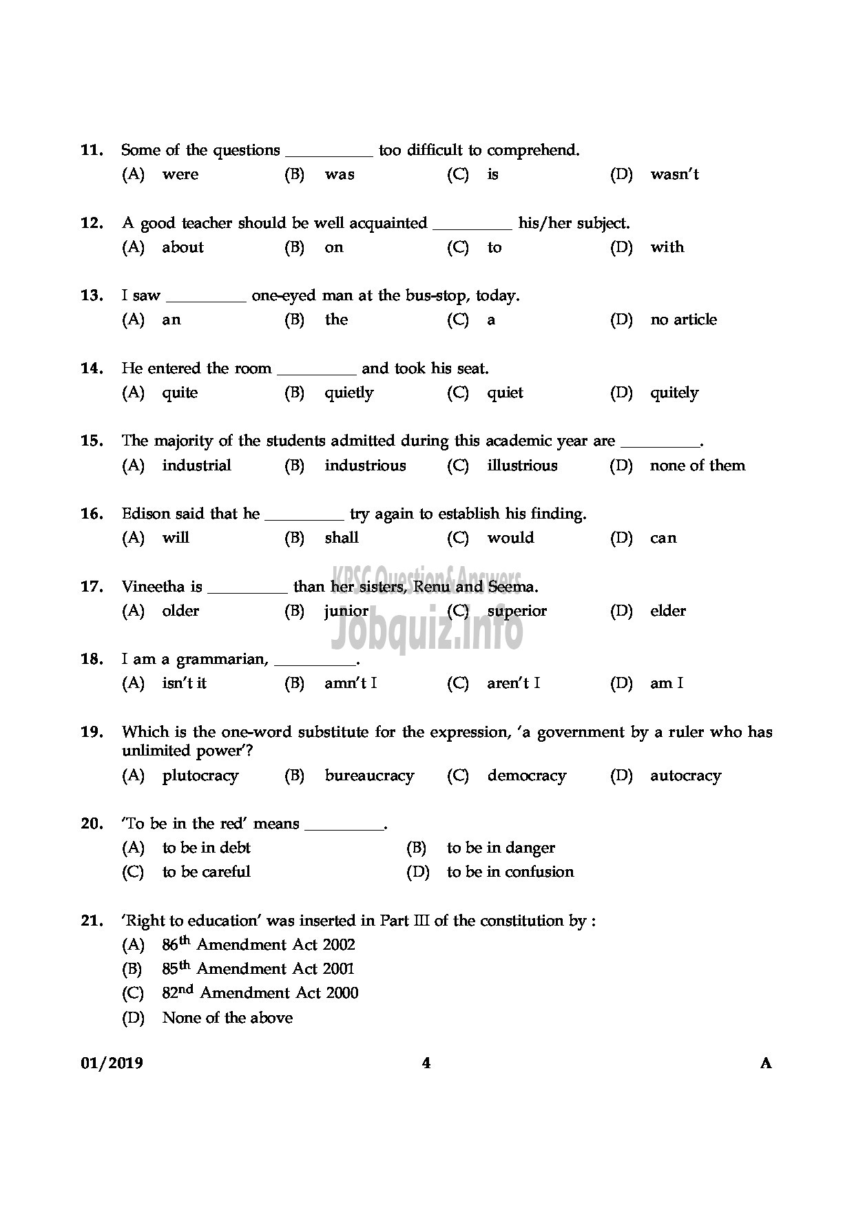 Kerala PSC Question Paper - ASSISTANT PUBLIC PROSECUTOR GR II KERALA STATE ASSISTANT PUBLIC PROSECUTORS SERVICE-4