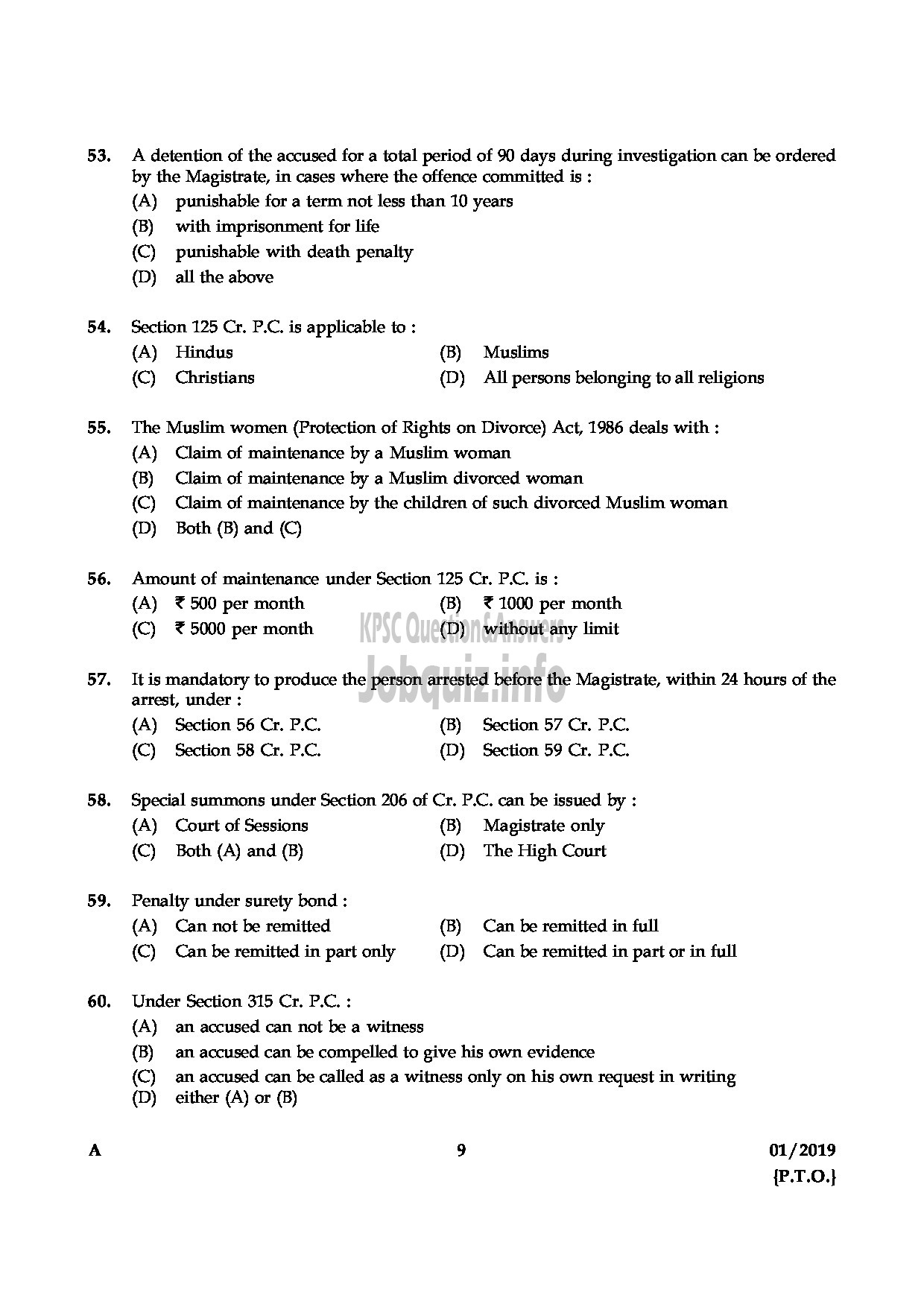 Kerala PSC Question Paper - ASSISTANT PUBLIC PROSECUTOR GR II KERALA STATE ASSISTANT PUBLIC PROSECUTORS SERVICE-9