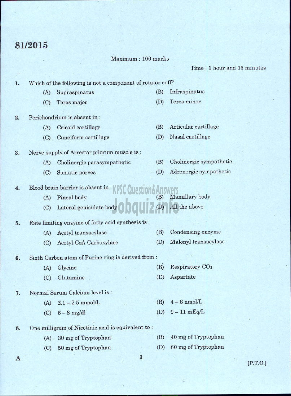 Kerala PSC Question Paper - ASSISTANT SURGEON CASUALITY MEDICAL OFFICER HEALTH SERVICES MEDICAL OFFICER KERALA FACTORIES ANS BOILERS SERVICE ASSISTANT INSURANCE MEDICAL OFFICER IMS-1