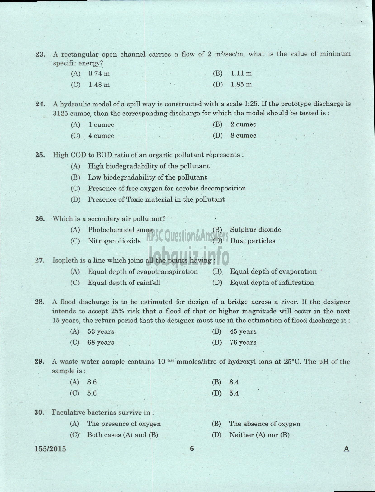 Kerala PSC Question Paper - ASSISTANT TOWN PLANNER TOWN AND COUNTRY PLANNING-4