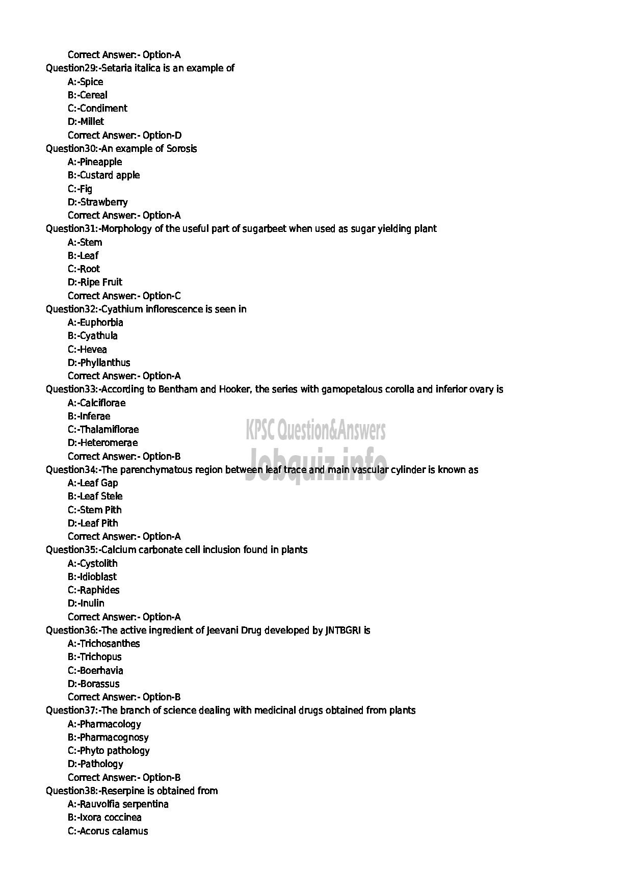 Kerala PSC Question Paper - ASSISTANT TO THE PHARMACOGNOSY OFFICER AYURVEDA MEDICA EDUCATION-4