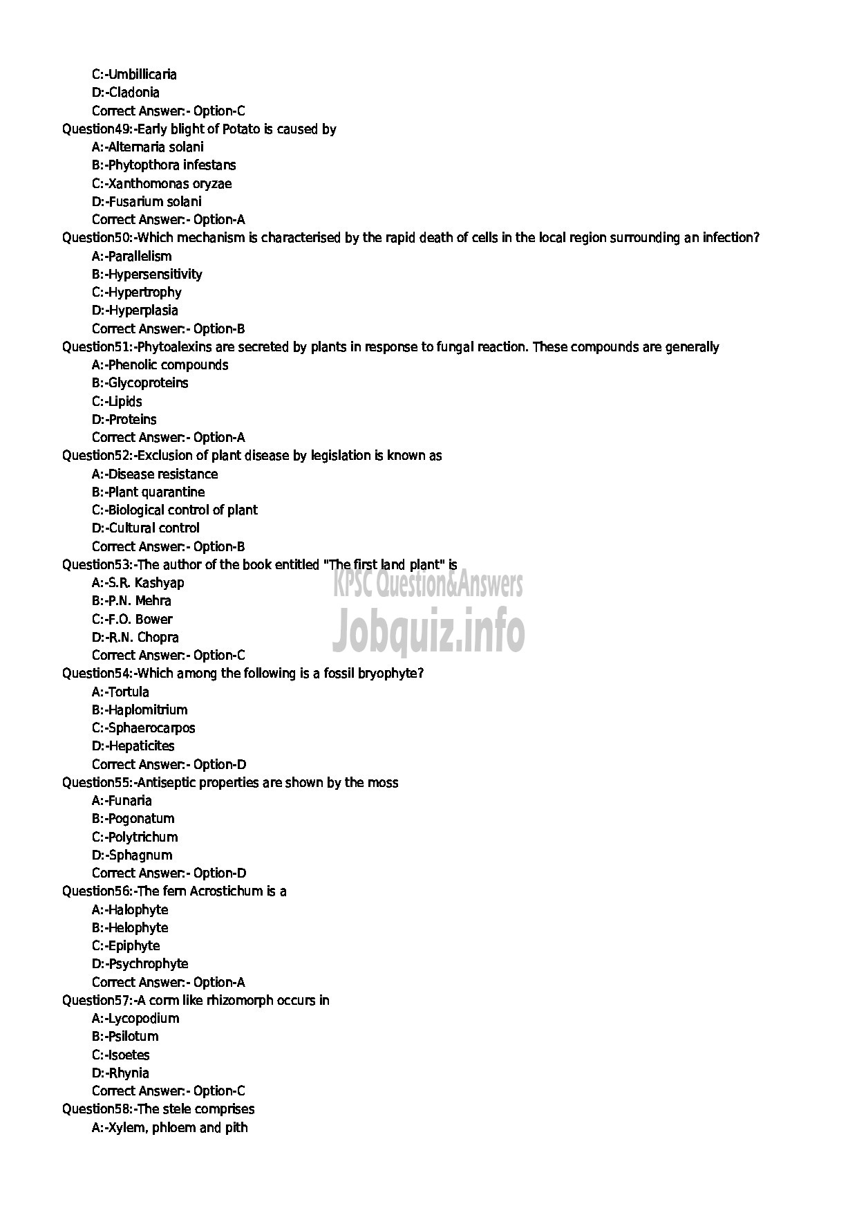 Kerala PSC Question Paper - ASSISTANT TO THE PHARMACOGNOSY OFFICER AYURVEDA MEDICA EDUCATION-6