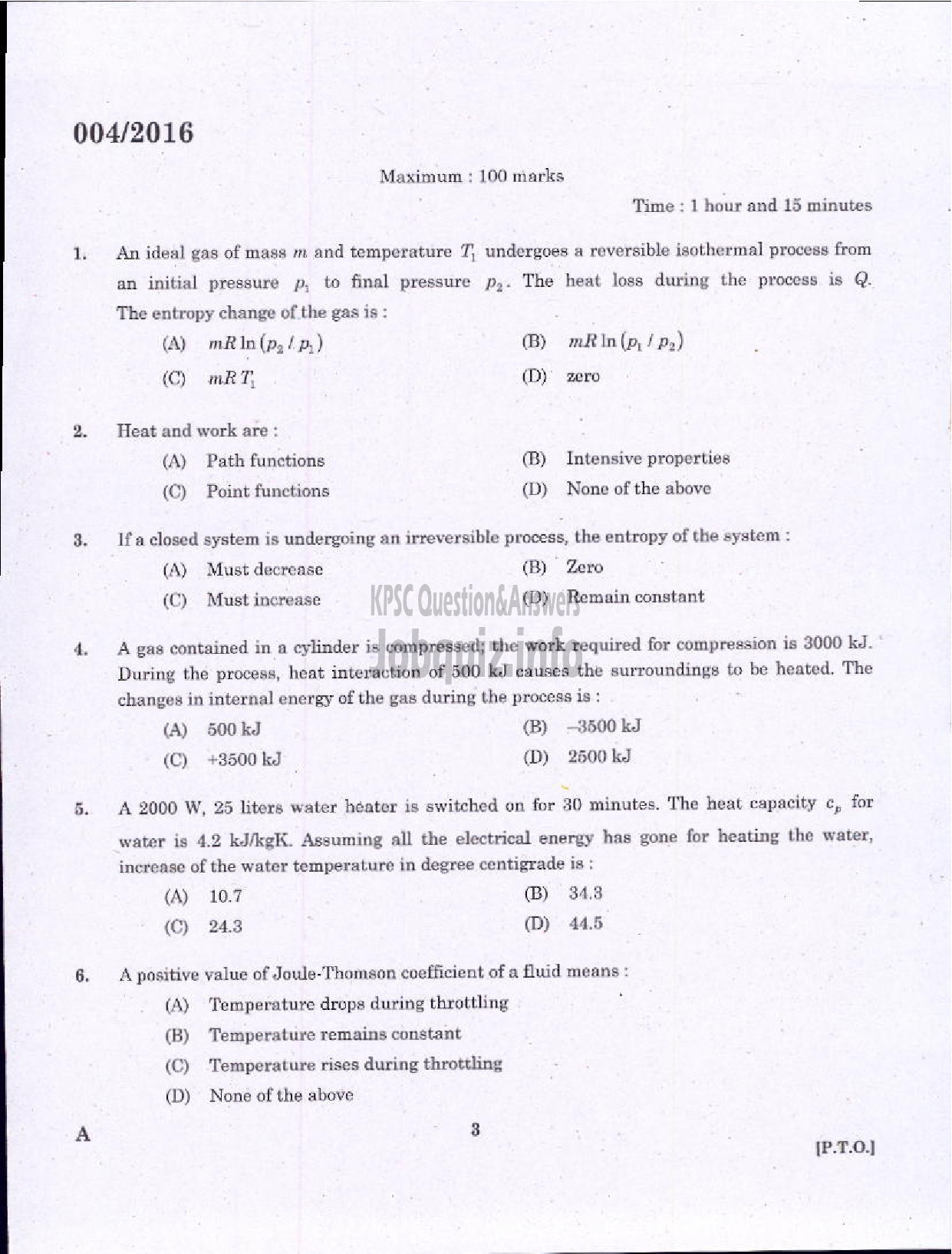 Kerala PSC Question Paper - ASSISTANT TRANSPORT OFFICER KSRTC-1