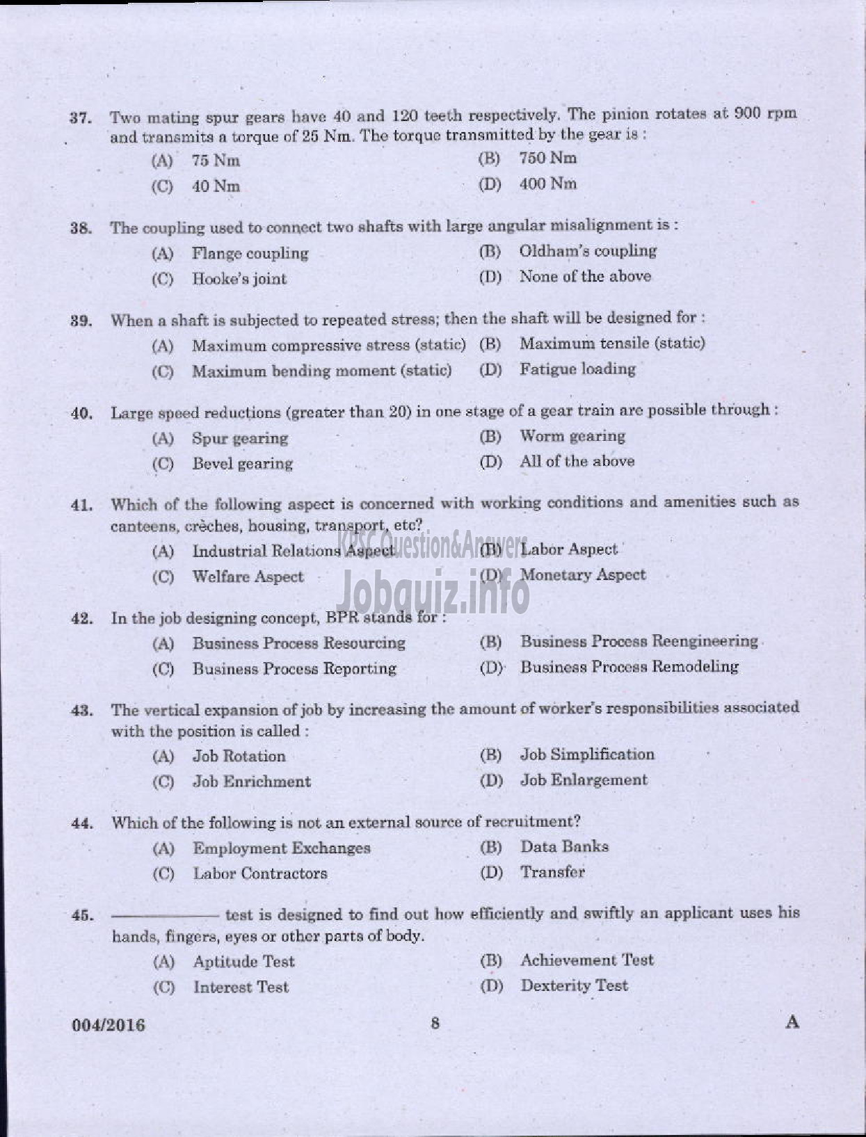 Kerala PSC Question Paper - ASSISTANT TRANSPORT OFFICER KSRTC-6