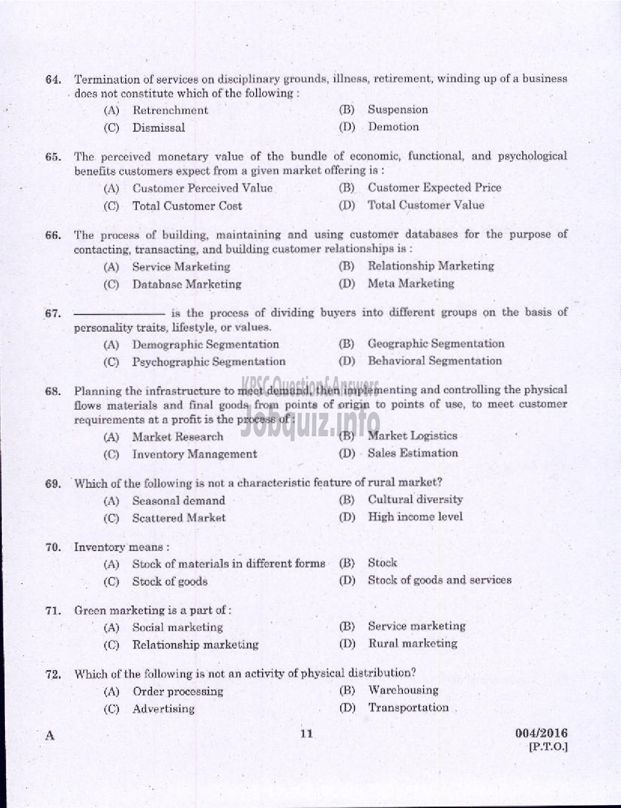 Kerala PSC Question Paper - ASSISTANT TRANSPORT OFFICER KSRTC-9