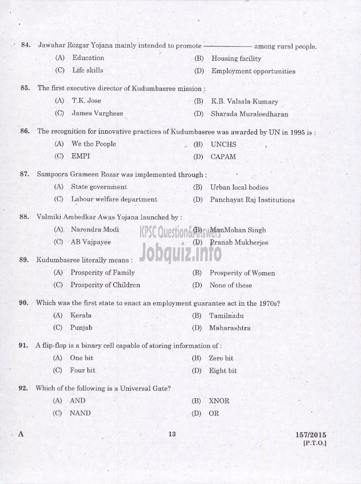 Kerala PSC Question Paper - ASSISTANT TRANSPORT OFFICER KSRTC /ASST SR FOR SC/ST FINANCE-11