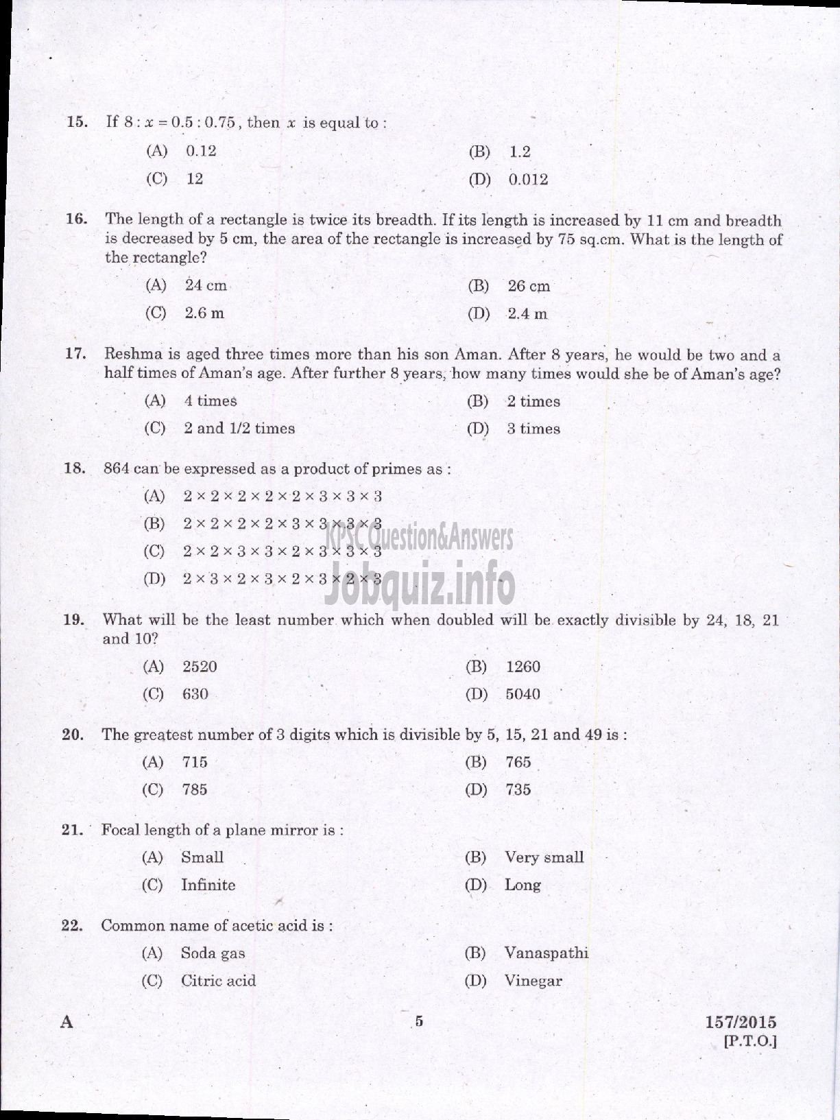 Kerala PSC Question Paper - ASSISTANT TRANSPORT OFFICER KSRTC /ASST SR FOR SC/ST FINANCE-3