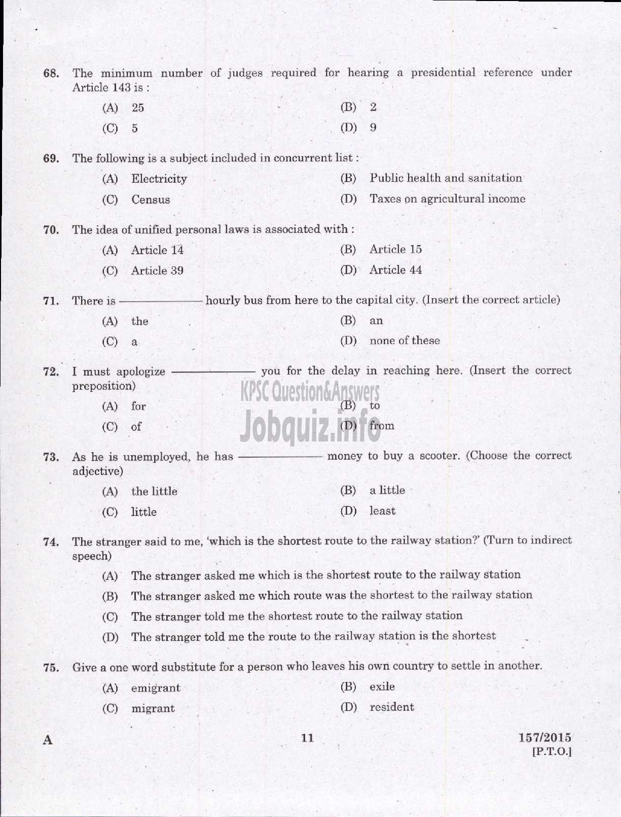 Kerala PSC Question Paper - ASSISTANT TRANSPORT OFFICER KSRTC /ASST SR FOR SC/ST FINANCE-9