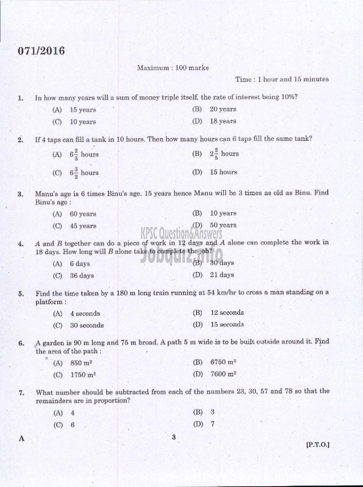 Kerala PSC Question Paper - ASSISTANT UNIVERSITIES IN KERALA-1