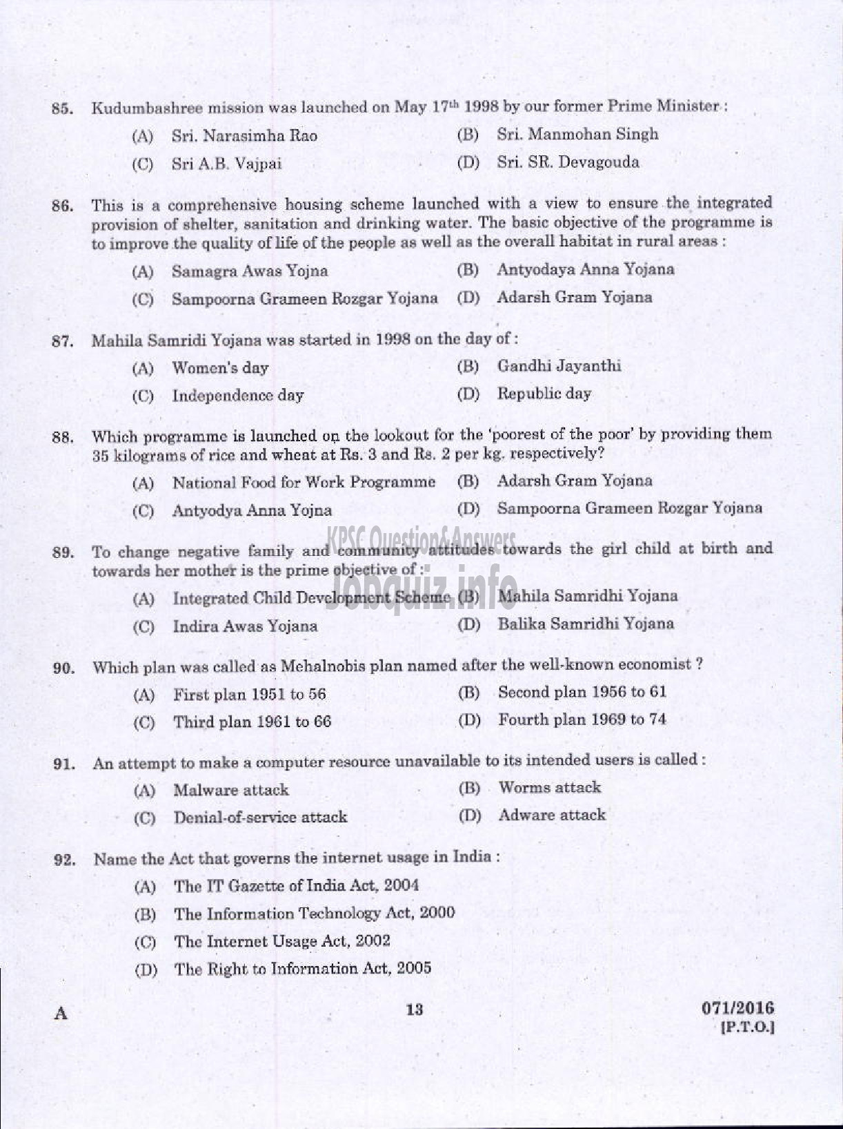 Kerala PSC Question Paper - ASSISTANT UNIVERSITIES IN KERALA-11