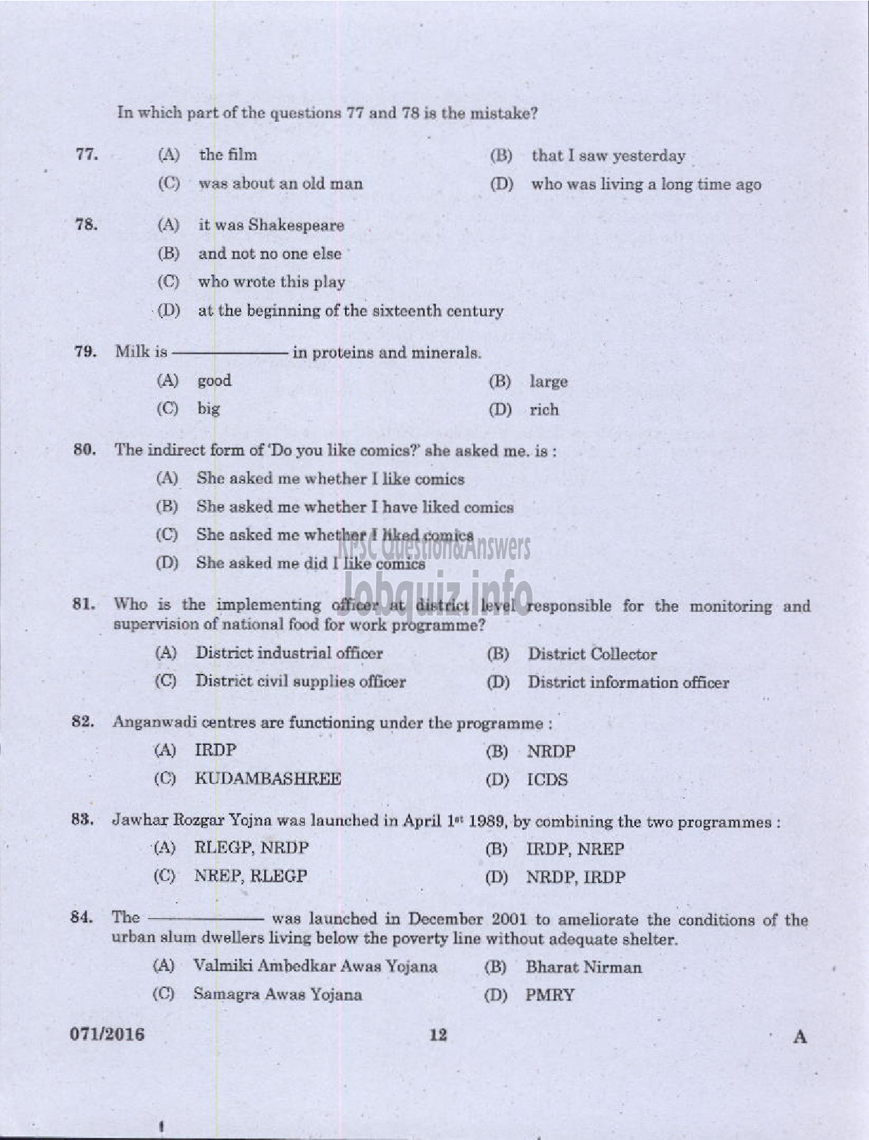 Kerala PSC Question Paper - ASSISTANT UNIVERSITIES IN KERALA-10