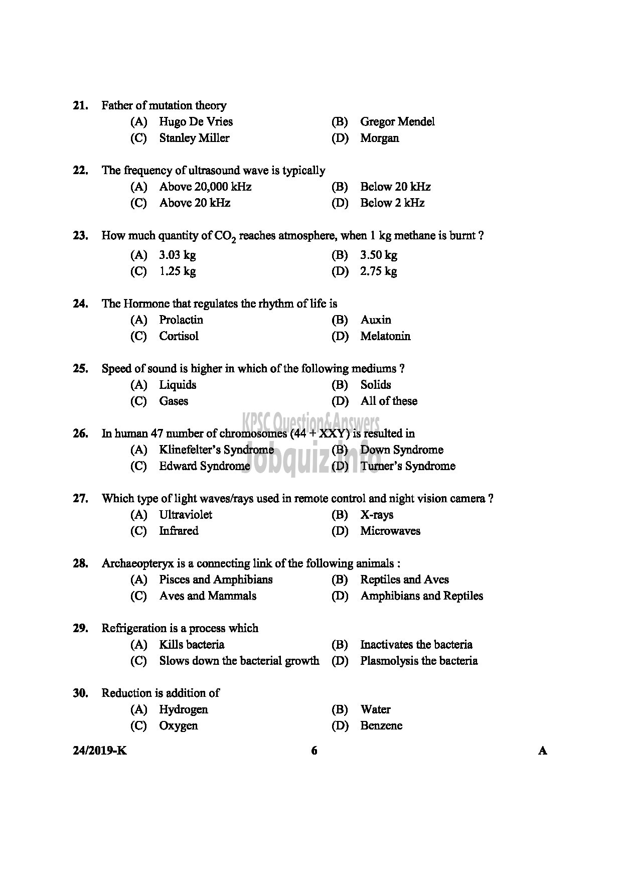 Kerala PSC Question Paper - ASSISTANT UNIVERSITIES OF KERALA MEDIUM OF QUESTION : ENGLISH / KANNADA-6