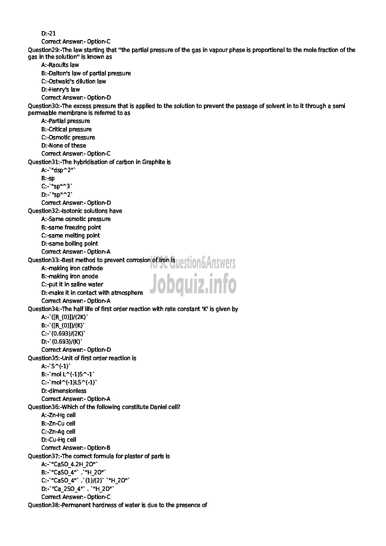 Kerala PSC Question Paper - ASSITANT TESTER CUM GAUGER MALABAR CEMMENTS LTD-4